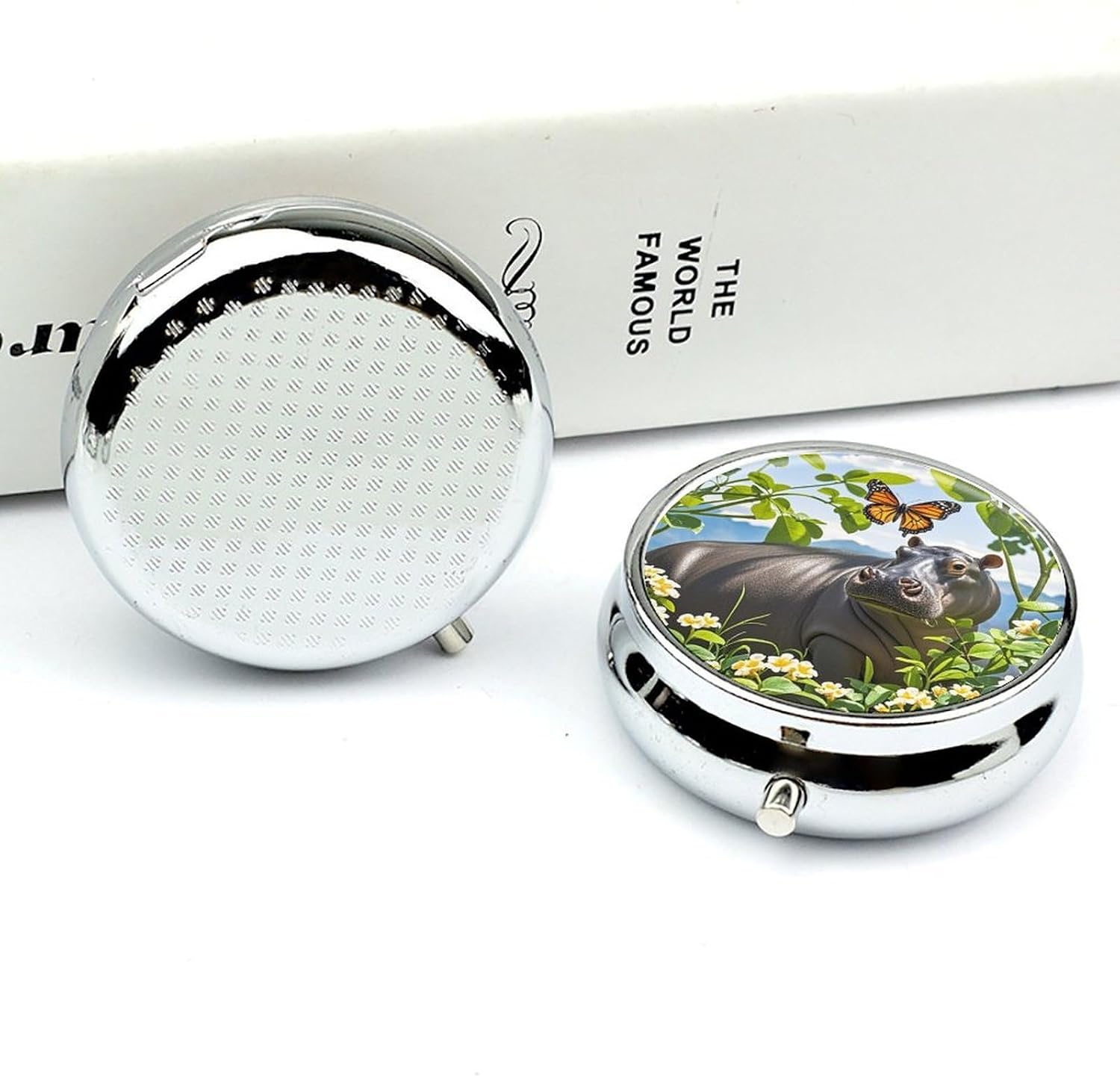Round Pill Box, 3 Compartment Small Pill Case for Pocket Purse image 5