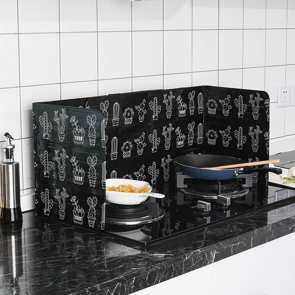 KylewoAnti-Splash Shield Protector, Splash Guard Foldable Anti Splatter Shield Panels Kitchen Aluminum Cooking Pan Oil Splash Screen Cover