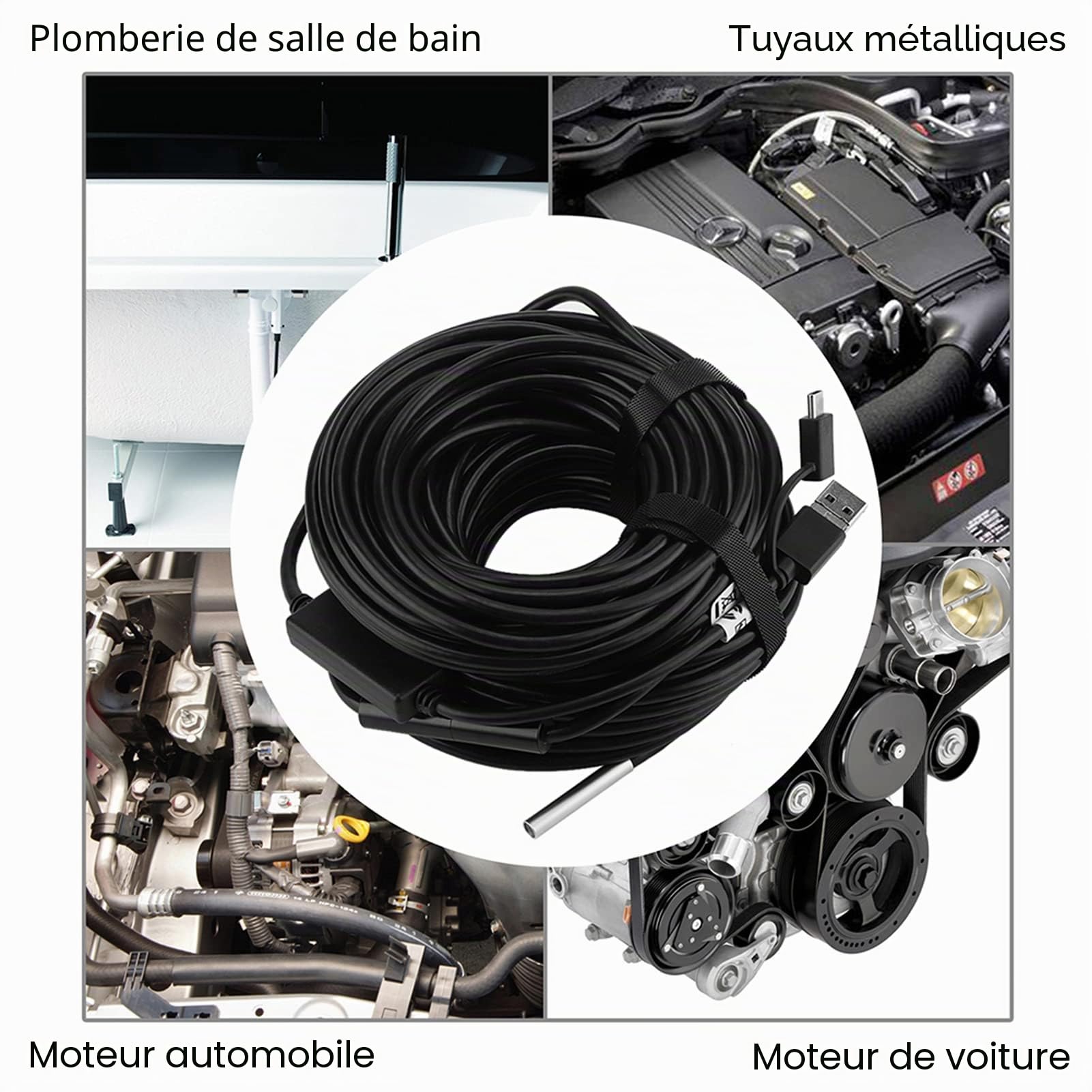 USB Endoscope, 20M Endoscope Portable 5.5mm HD 3 en 1 Caméra avec 6 réglable LED étanche Digital Inspection Caméra Endoscope Borescope Serpent Appareil Photo