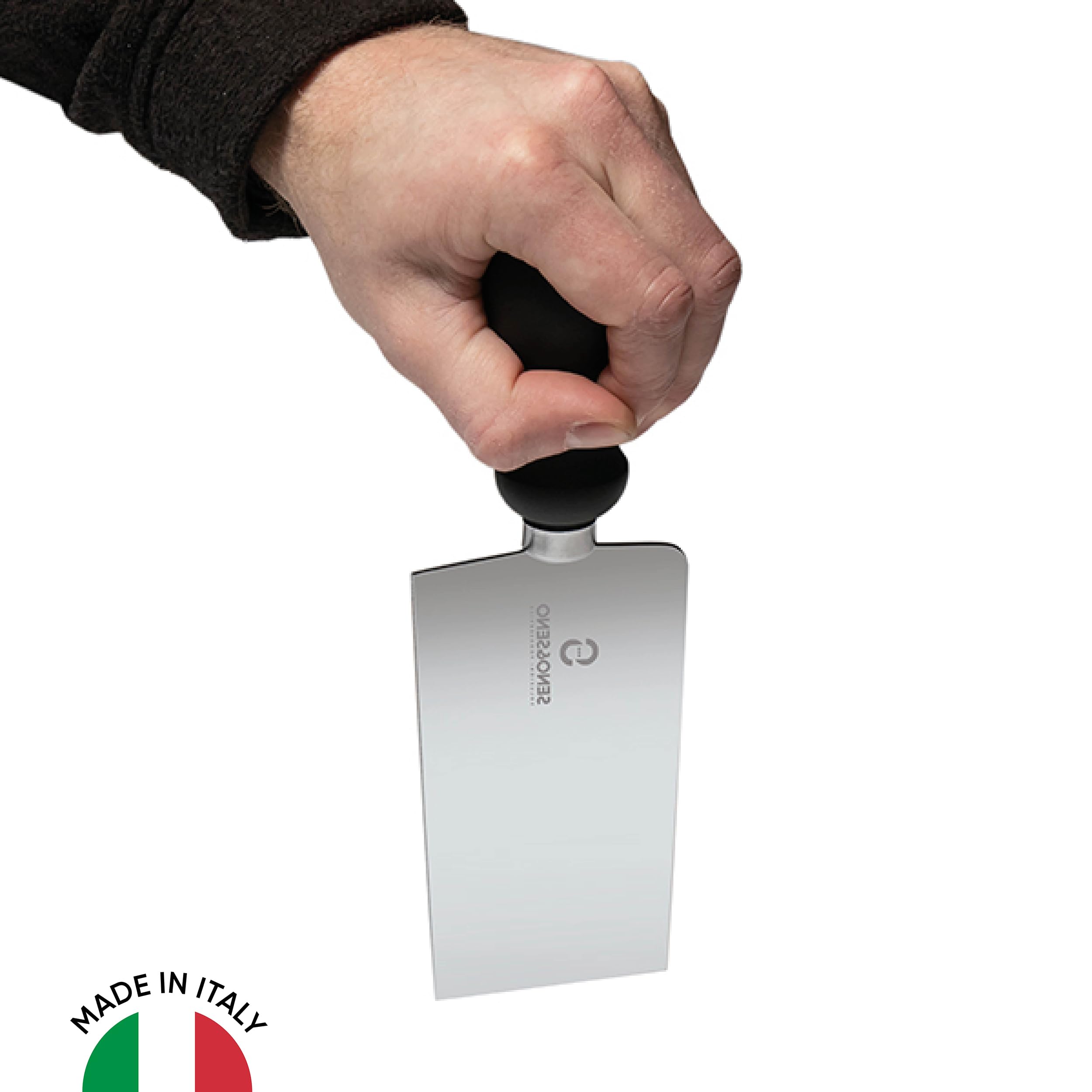SENO & SENO Coltello da Formaggio | Lama in Acciaio Fabbricato in Italia con Processo Tradizionale | Manico in Propilene atossico (Grana Veneto Quadro, cm.13)