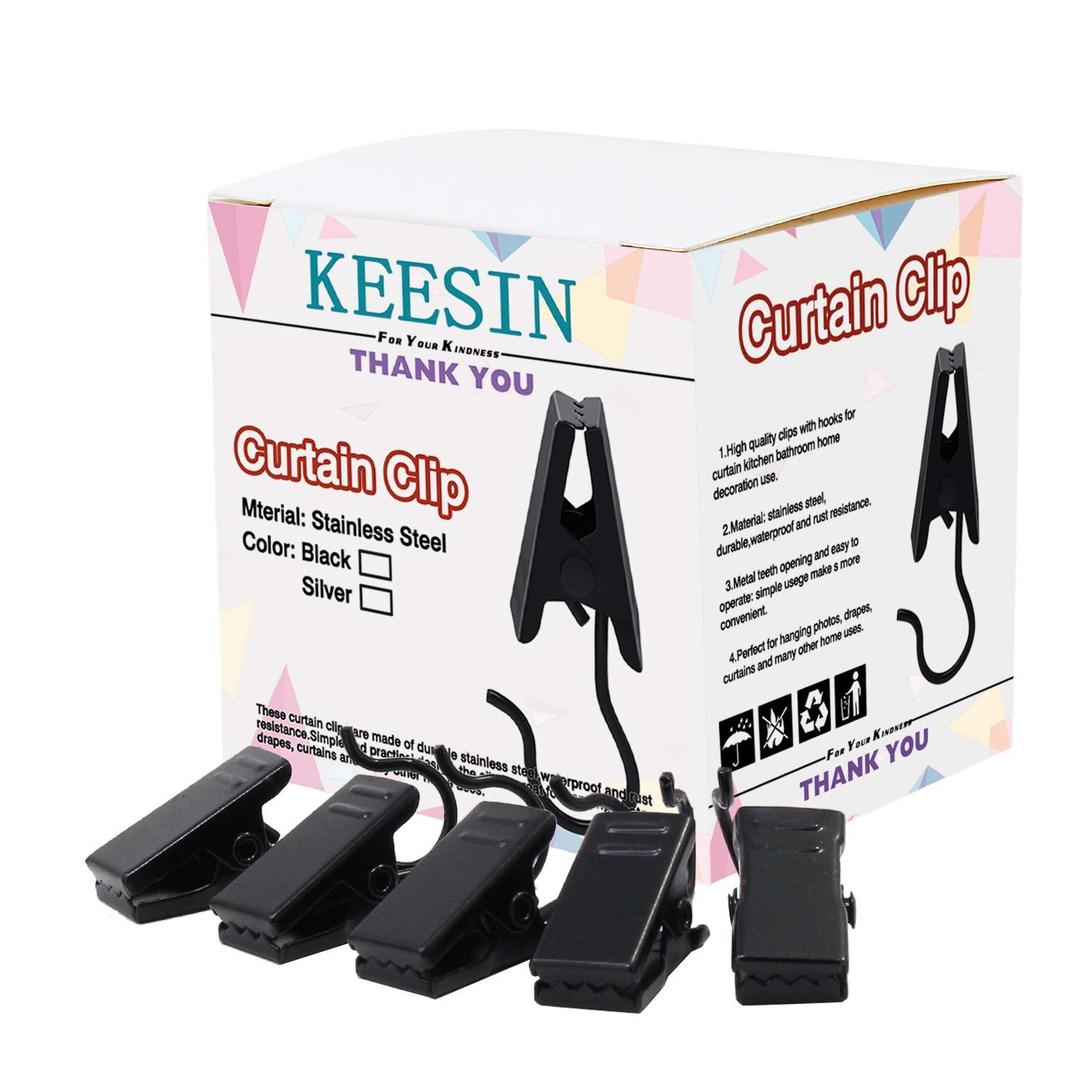 Clip Per Tende In Acciaio Inox | Confezione Da 50 | Ganci Per Appendere Foto, Luci, Decorazioni - Foto 7