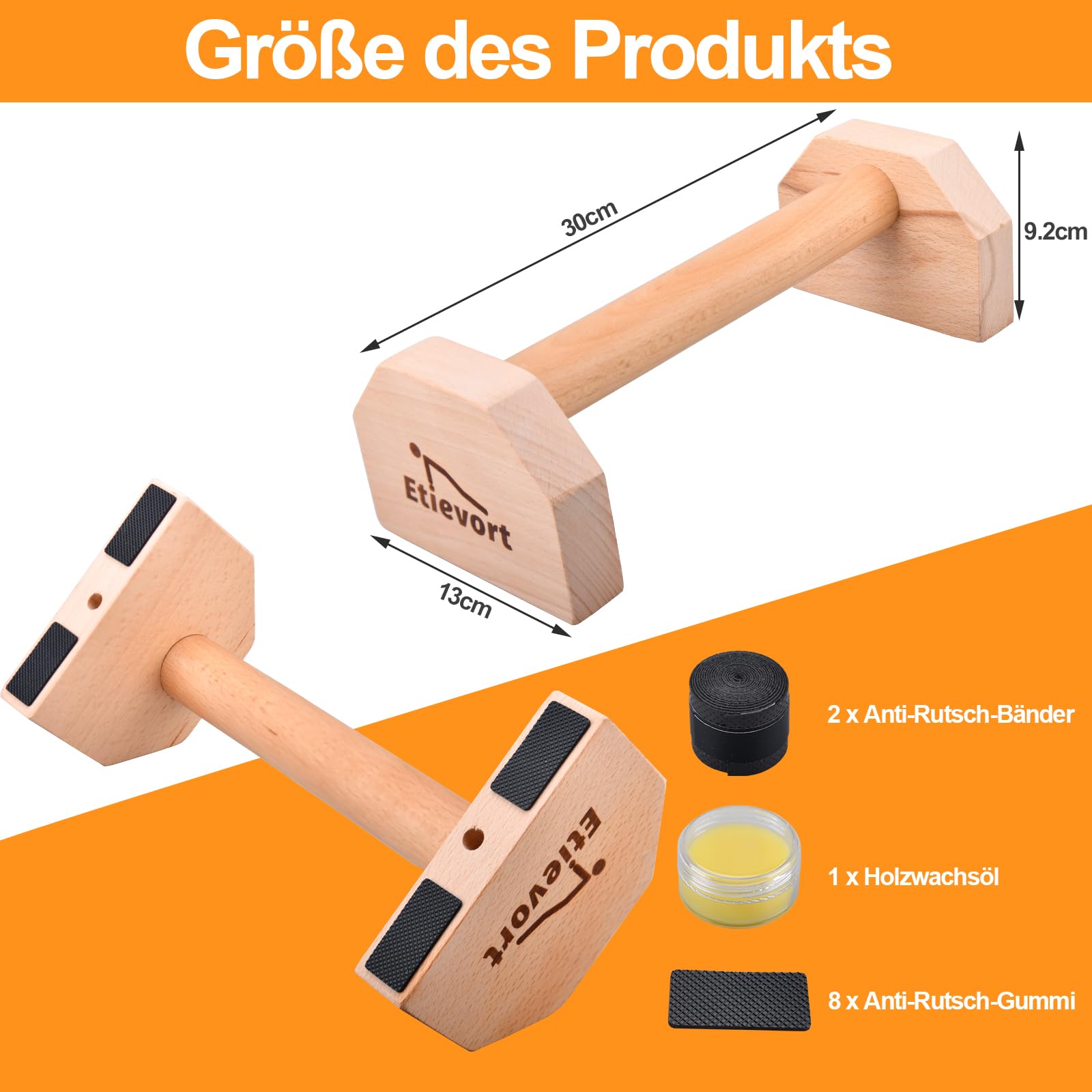 Parallele Calisthenics, Maniglie per Flessioni in Legno, antiscivolo, Parallette in legno per flessioni, per interni ed esterni, Crossfit e Steet Workout, Palestra Corpo Libero, Fitness