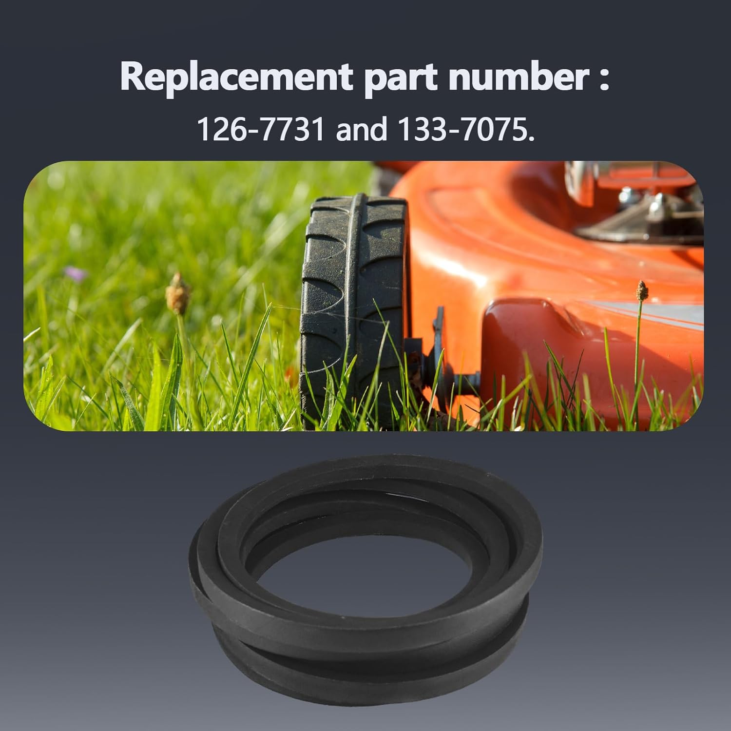 126-7731 Lawn Mower Deck Belt 5/8" x 166" Compatible with Toro 74447TE 74450 74453 74453TE 74456TE 74460 74465 74465TE 74490 74495 77248 77280 78450, Lawn Mower Drive Belt Replacement for 133-7075