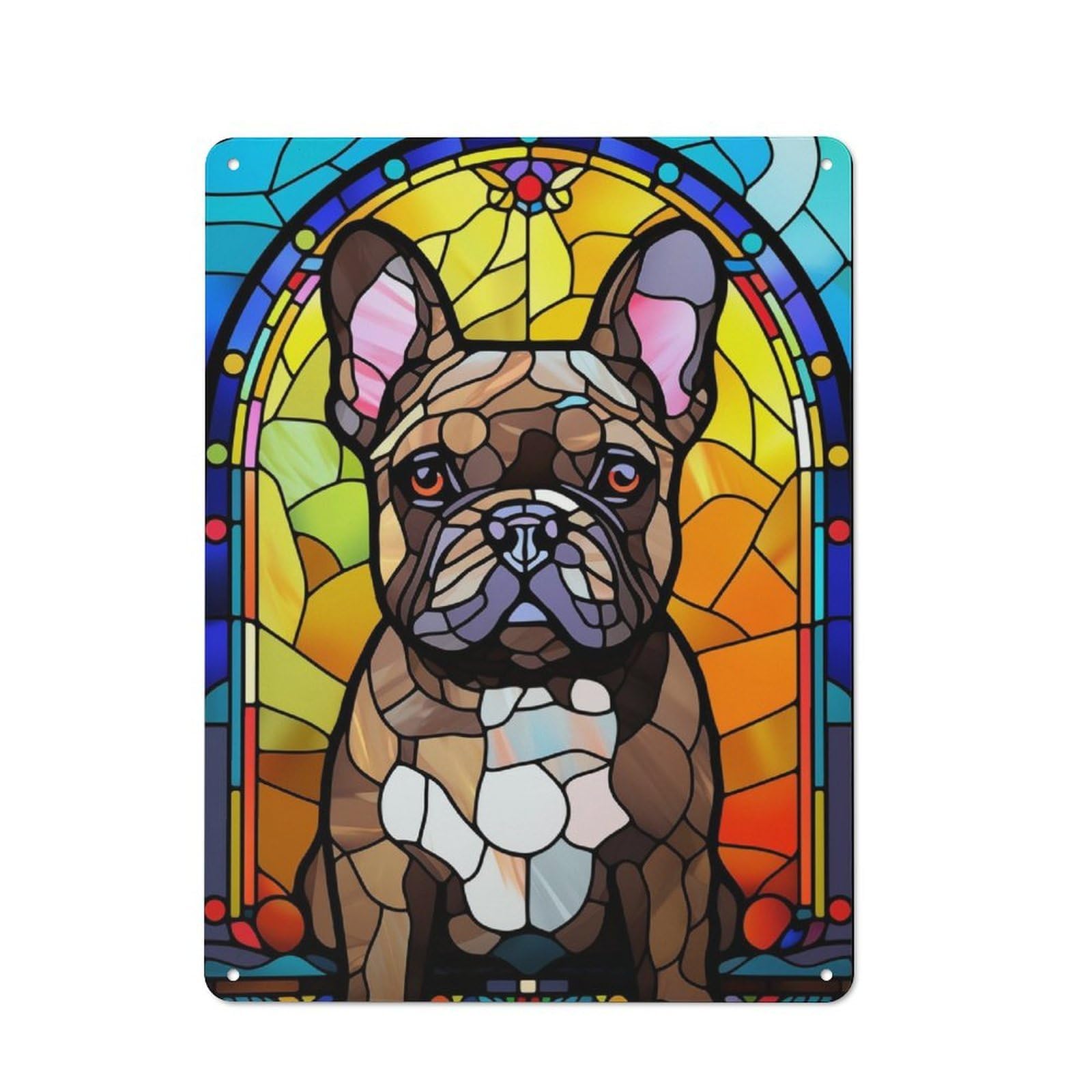 Junmoney French Bulldog Stained Rustic Metal Sign With Design 40X30cm, Farmhouse Farmhouse Wall Decor For Dining Room, Cafe, Entryway Or Family Room