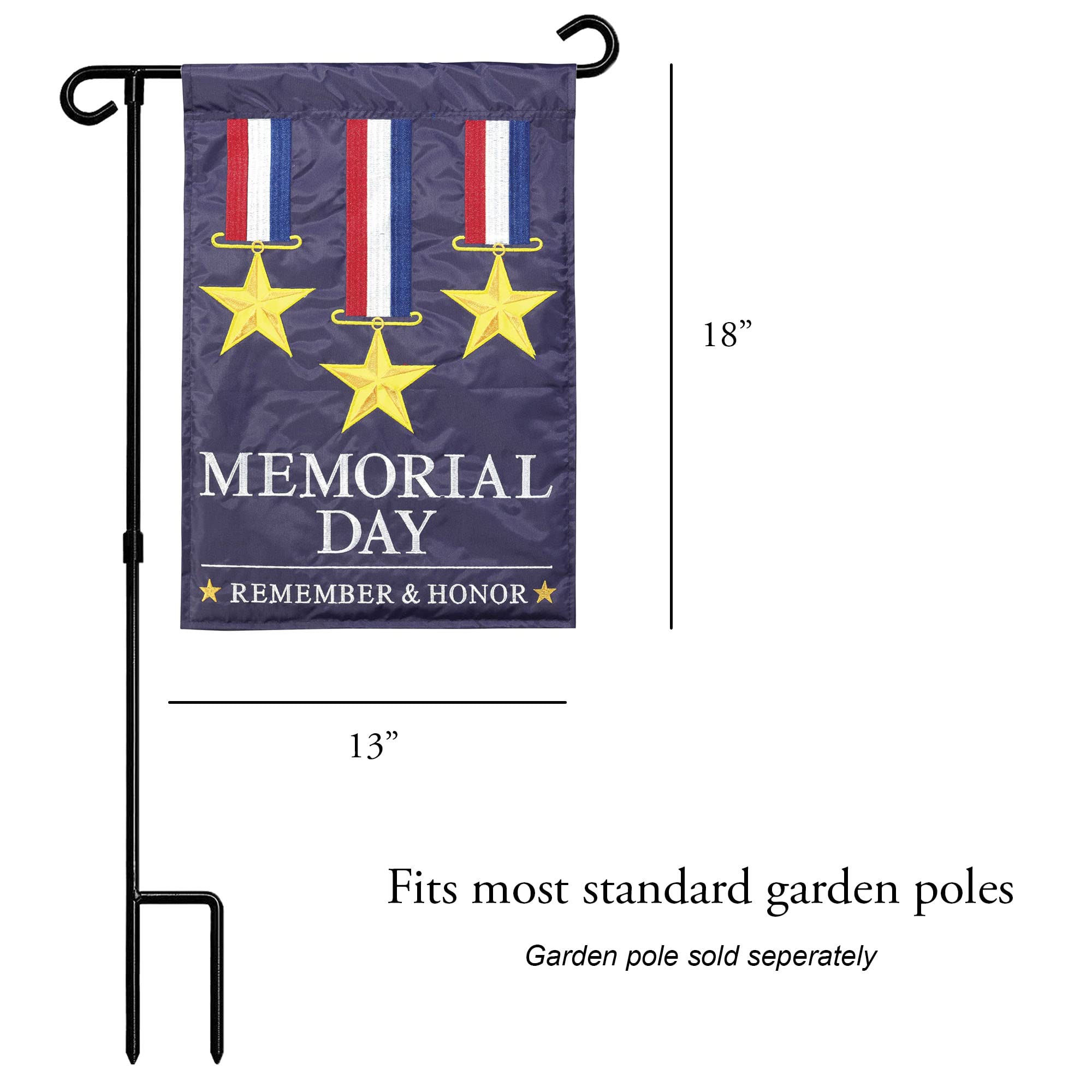 Magnolia Garden Gedenktafel Gartenflagge - 18x13 Zoll, Rot-Weiß-Blau, Aus Polyester