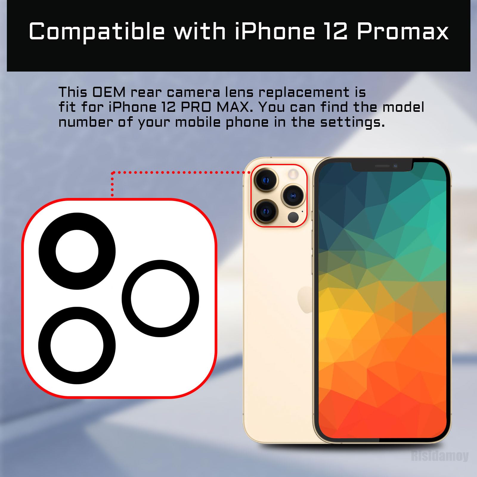 Amazon.com: Risidamoy for iPhone 12 PRO MAX OEM Rear Camera Lens