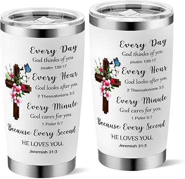 Christian Gifts for Women, Inspiration Religious Gifts, Bible Verse Encouragement Gifts, Thank You & Birthday Gifts for Women, Mom, Friend, Sister - 20 Oz Stainless Steel Tumbler
