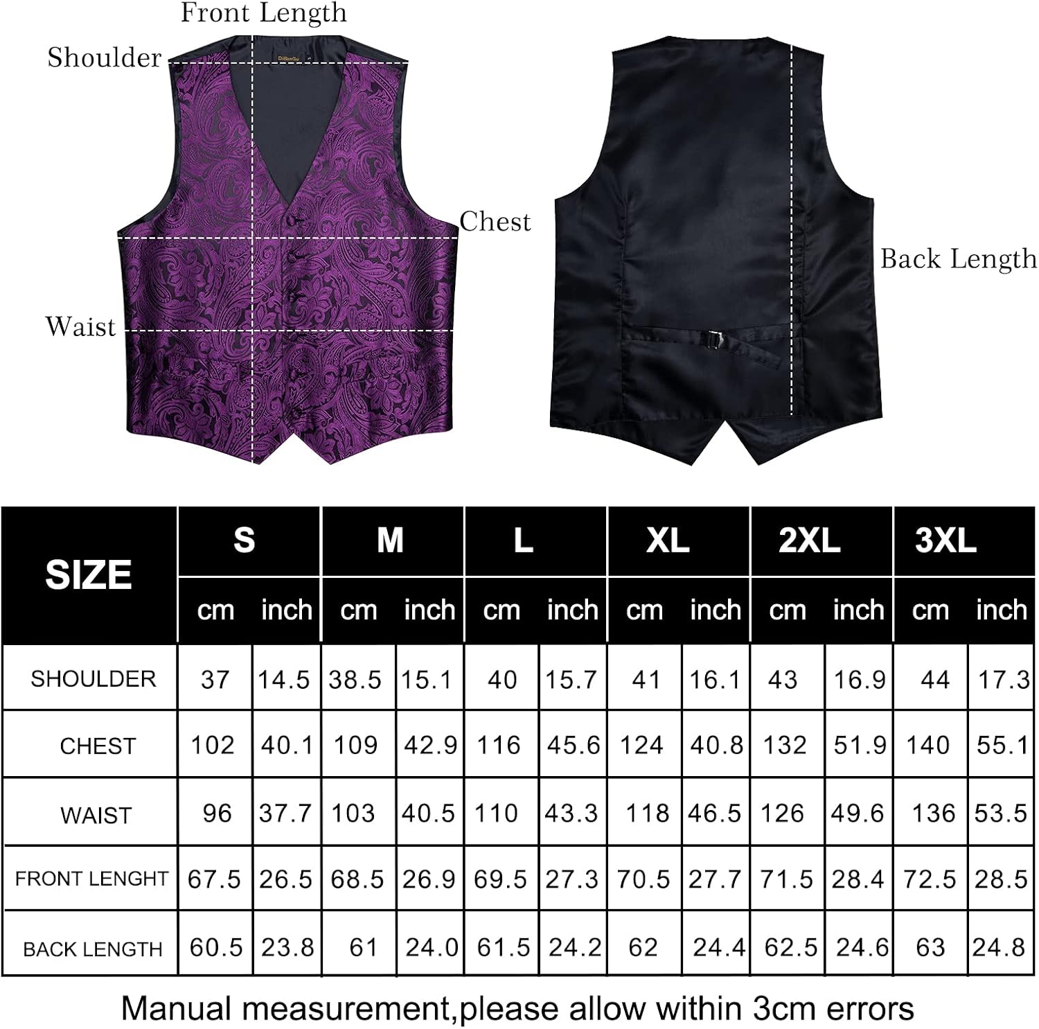 DiBanGu Mens Paisley Vest Silk Sleeveless Suit Vest and Neck Tie Pocket Square Cufflinks Set for Wedding Formal