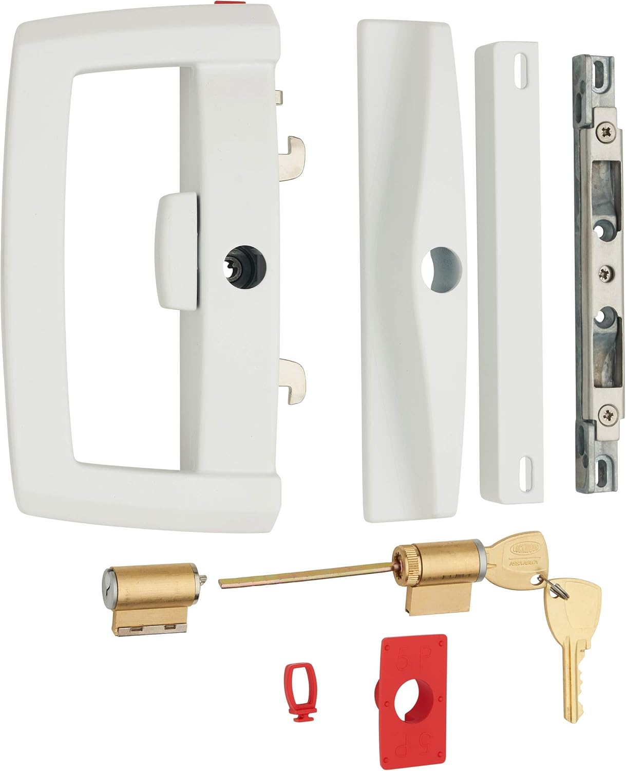 Black Friday Sale 2022 Lockwood Onyx 9A1A2/5PWHI Sliding Patio Door Lock Handle Set Key Locking White