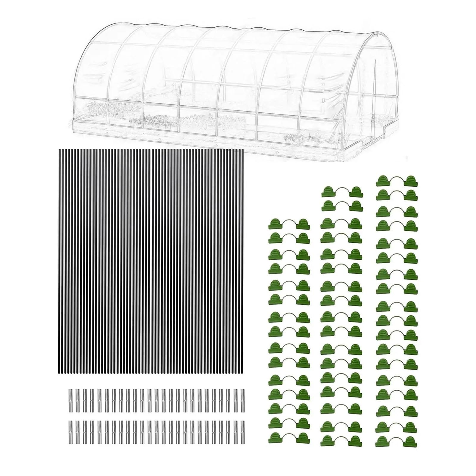 Archi per Serra Orto Cerchi da Giardino for aiuole Rialzate Grow Tunnel Hoops Supporto for fioriera Arco da Giardino Cornice for Serra for Letti da Giardino Rete(60pcs)