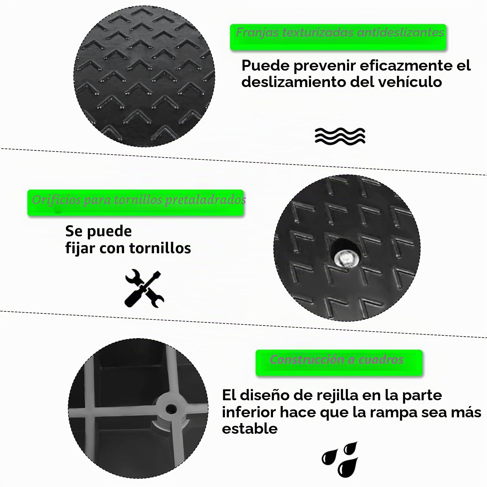 Froadp 2 piezas de rampas de bordillo, goma, rampa para umbrales de puerta, rampa portátil para subir a vehículos, rampa de bordillo ascendente, alfombrilla de umbral de puerta para silla de ruedas