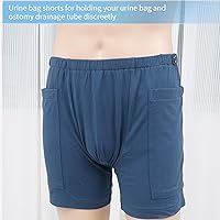 Vista 2 de Pantalones cortos con bolsa de orina para hombre, bolsa de drenaje de nefrostomía, pantalones para el cuidado de la incontinencia con bolsillos