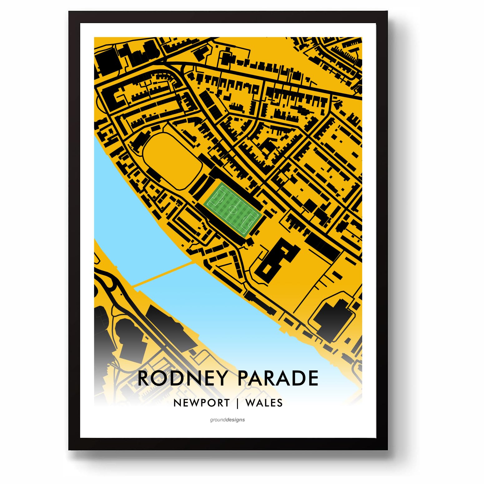 Grounddesigns Amber And Black Newport County Afc Rodney Parade Stadium Map
