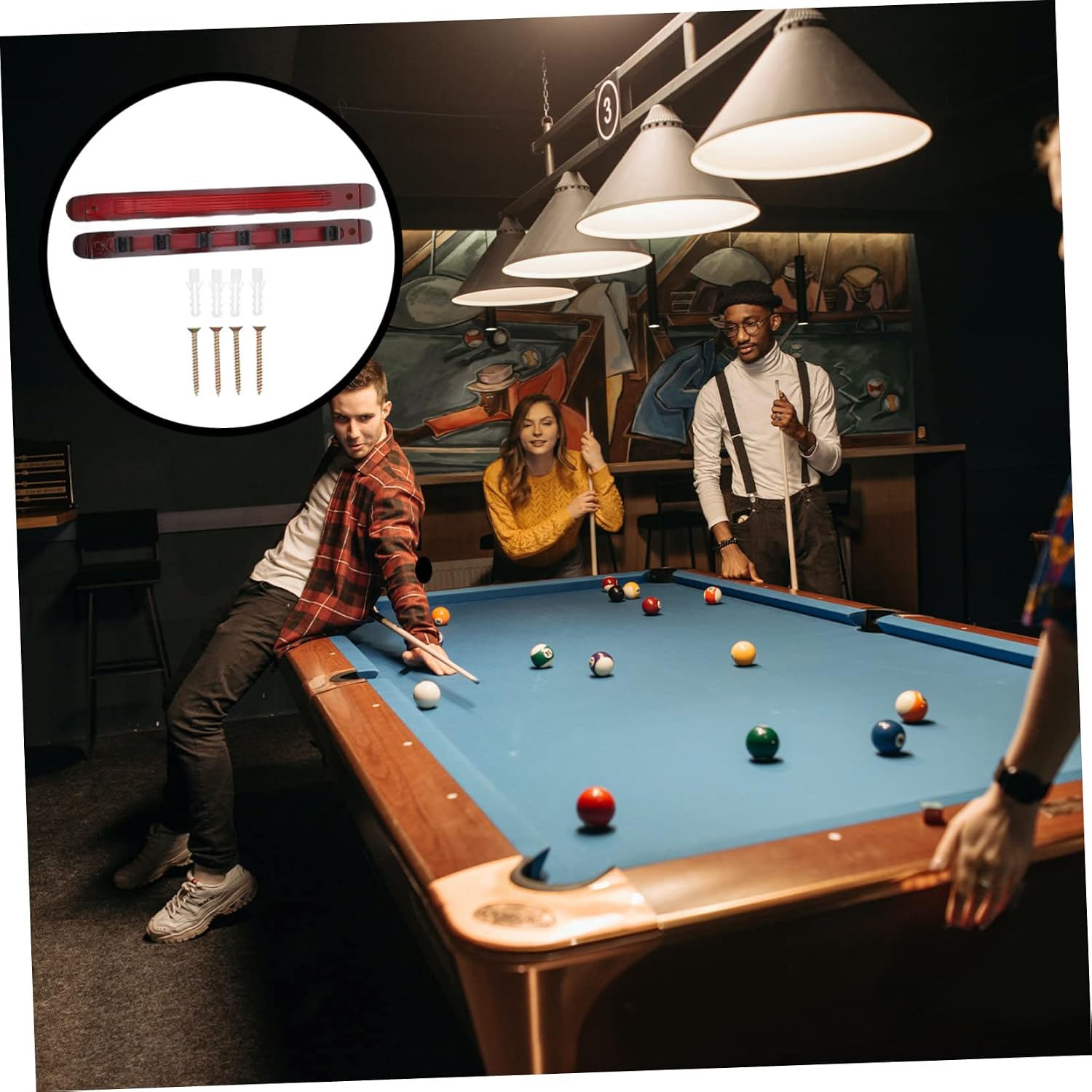 Wood Cue Display Rack Billiards Stick Storage Wall Mount Cue Stand Rack Pool Pool Stick