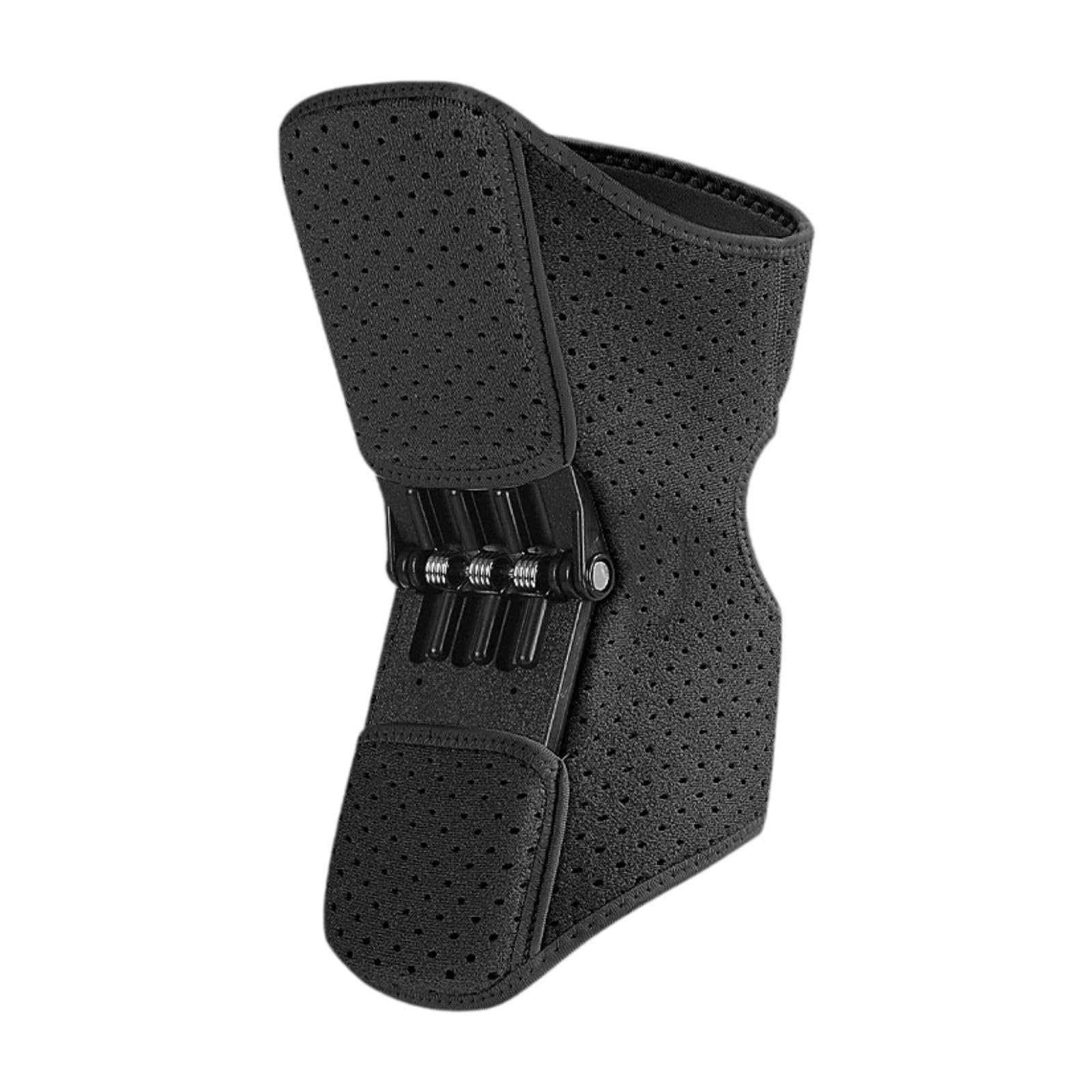 Knee Brace Support with Power Spring Stabilizer – Breathable Joint Booster Pad for Running, Squats, Hiking, Weightlifting & Arthritis Pain Relief – Men & Women (Black)-image-29