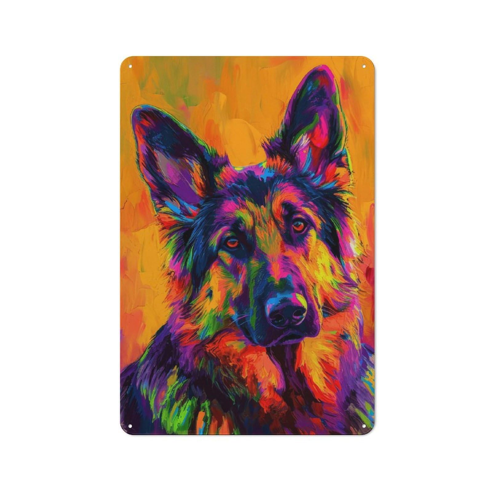 Colorful German Shepherd Portrait Industrial Metal Sign 30x20cm, Modern Retro Loft Wall Plaque for Workspace, Cafe, Hallway Or Garage