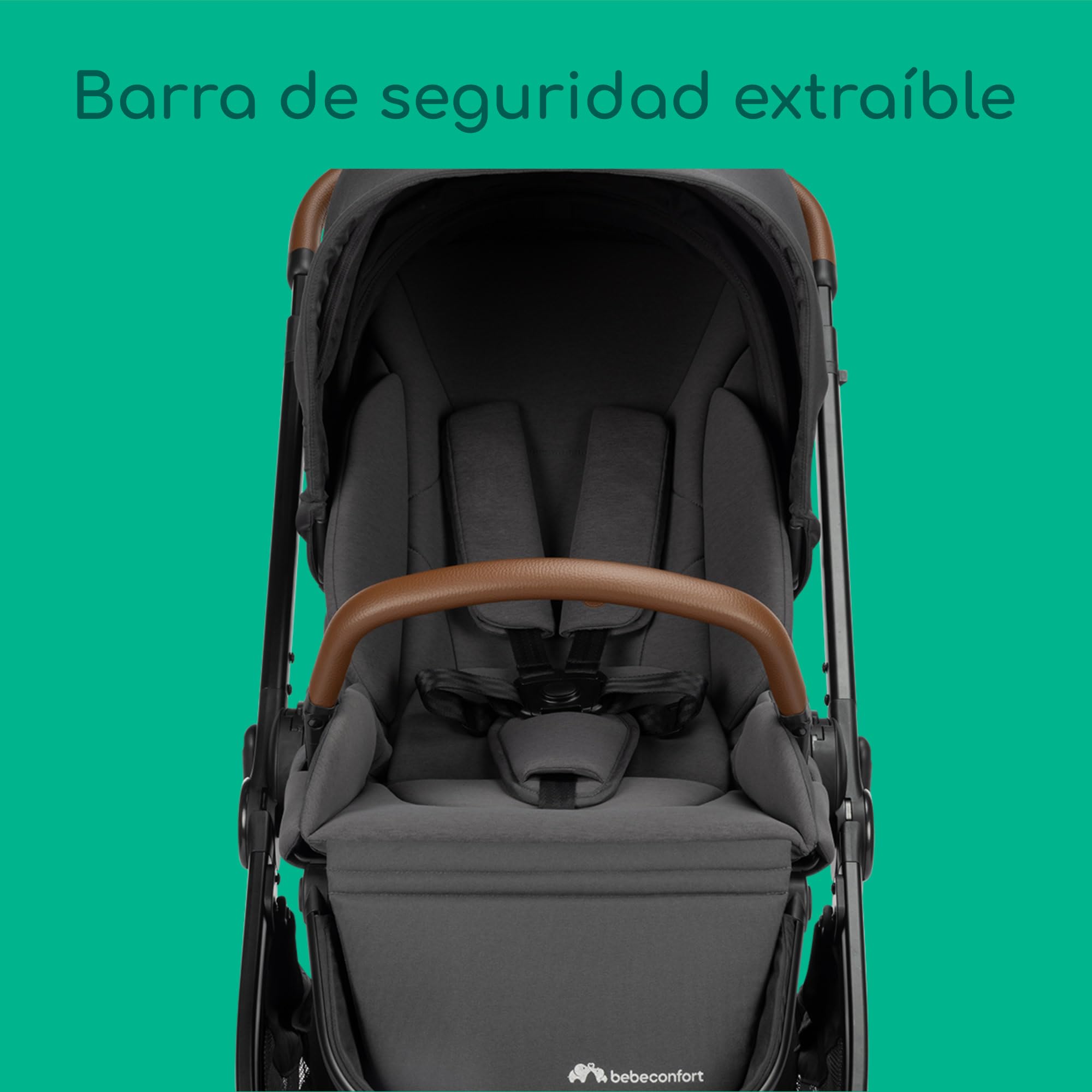 Bebeconfort Luvia Trio, Carrito bebé 3 en 1, 0-4 Años (0-22 kg), Cochecito, Silla coche, Capazo, Cierre Inteligente, Manillar Ajustable, Absorción de Impactos en Ruedas, Mineral Graphite