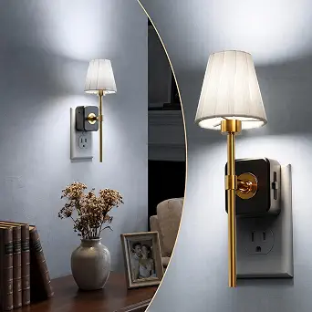  Night ights Pug into Wa, Peated Fabric Cover Night ight | 5000K Dayight with 0-100M Dimmabe Night-ight, Dusk to Dawn Sensor Vintage Nightight for Bedroom iving Room