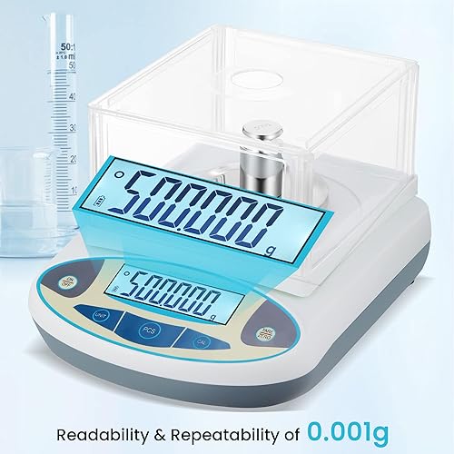 Miniatura 2 de BAOSHISHAN Balanza electrónica analítica del laboratorio de la balanza de laboratorio de la precisión 1mg de la balanza electrónica de 17.64 oz0.00