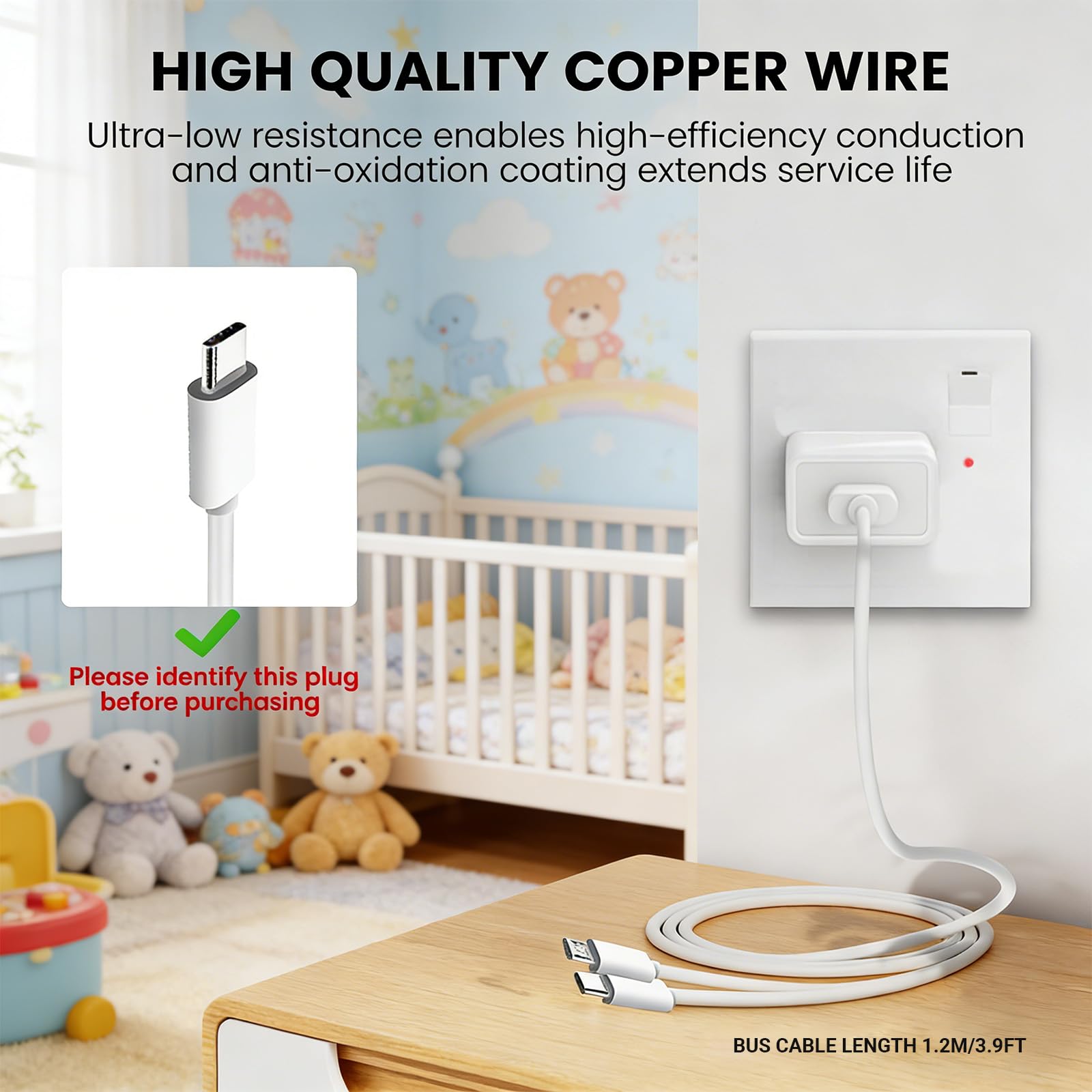 Kabel ładujący USB do laktatora kompatybilny z Elvie Stride 2, Double Pump, V2, Hospital-Grade, Stride Plus Catch Milk Collector Części do ładowania Kabel