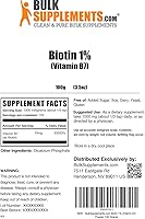Vista 2 de BULKSUPPLEMENTS.COM Biotin 10000mcg Polvo - Polvo de biotina, suplemento de biotina, vitaminas de biotina para el cabello, la piel y las uñas, sin