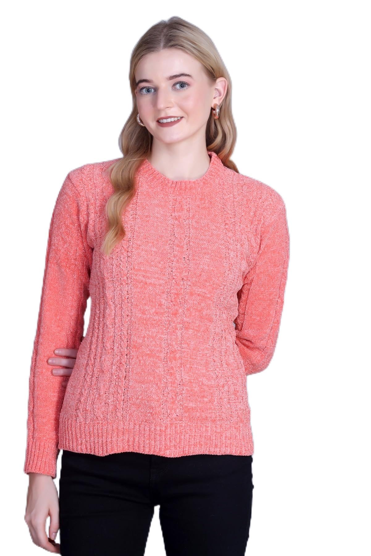 montrex Women Wool Blend Sweater Top Full Sleeve Winter Wear Top for Women Soft Warm Knit Pullover for Casual & Office Wear (Peach)-picture-20