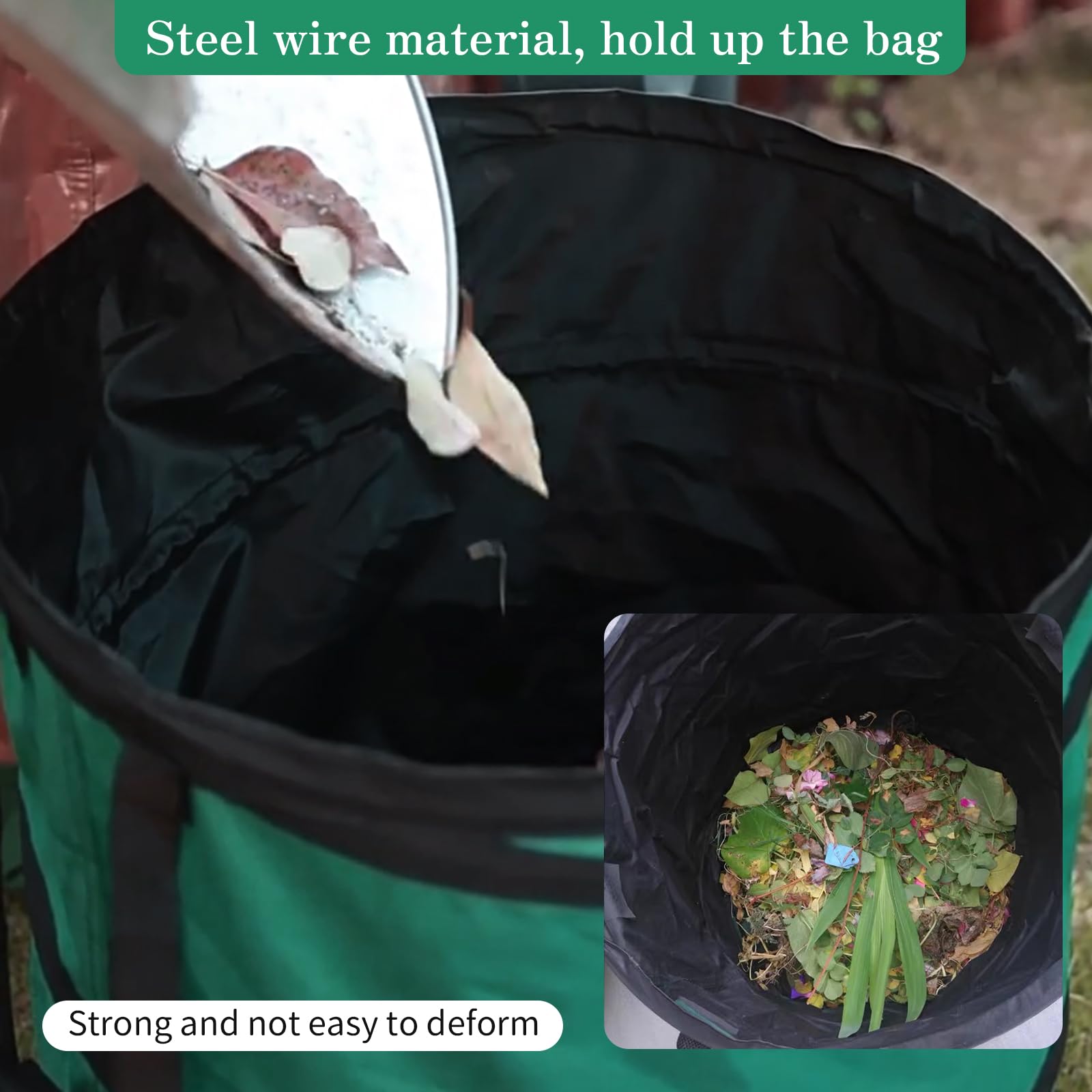 Sac Dechets Verts, avec poignées Sacs de Jardin Sac Poubelle réutilisable, Sacs de Jardin Heavy Duty, 85L 2pcs