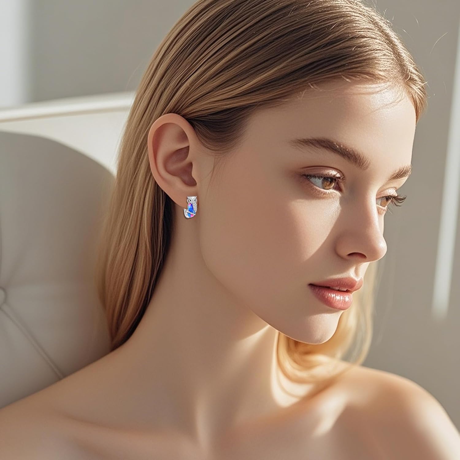 Owl Earrings 925 Sterling Silver Hoop Earrings for Women Owl Jewelry Anniversary Birthday - Image 5