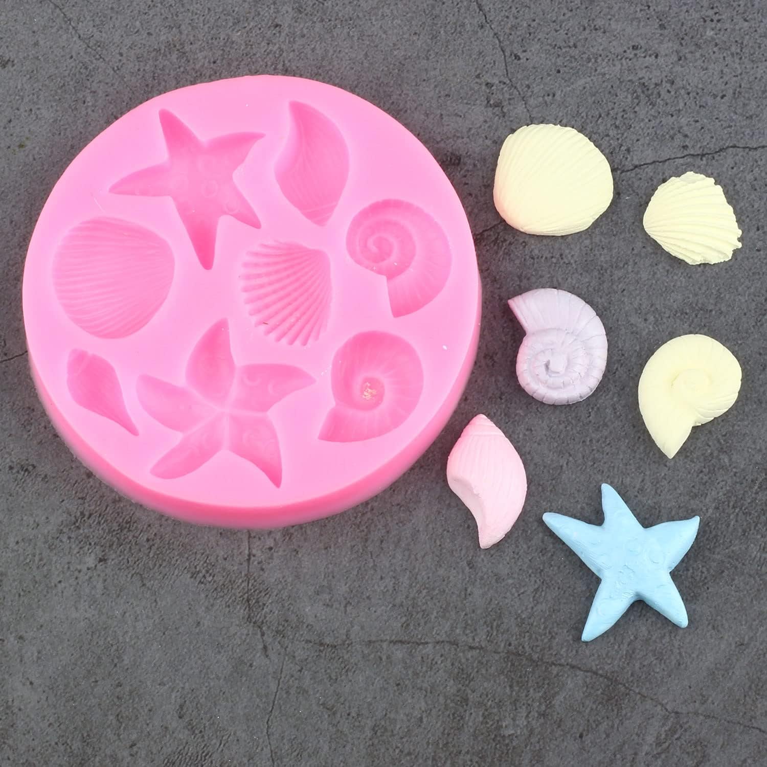Zixiang マーメイドテーマシリコンファッジ型 マーメイドテールシェル ヒトデ タツノオトシゴ チョコレートコンク型 海底ケーキ
