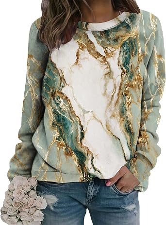 LOAIHA Womens Asian Inspired Floral Print Sweatshirt Peony and Fan Pattern Vintage Style Pullover Elegant Casual Outfits