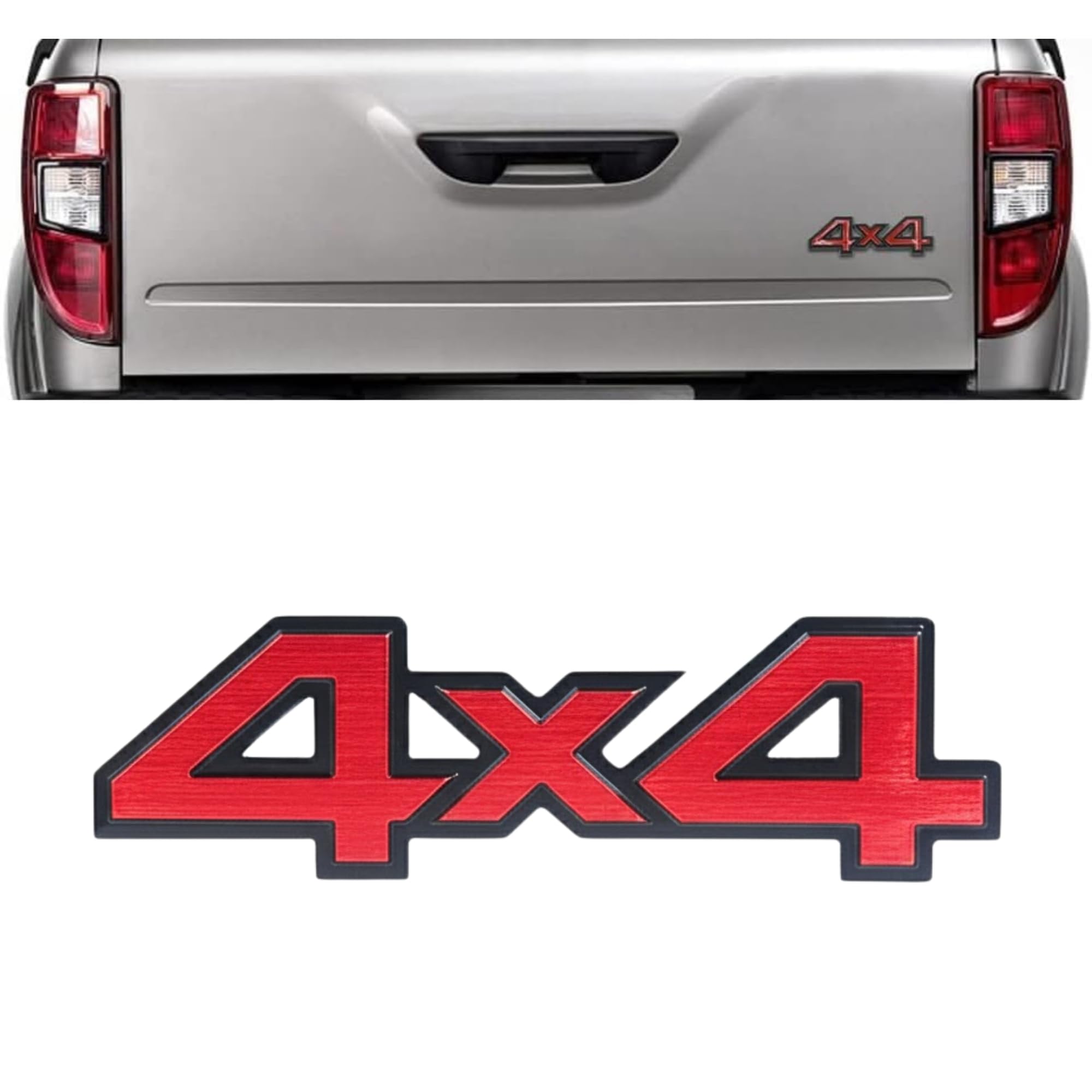 KMH Premium 4X4 3D Text Car Logo Sticker | Eye Catching Brand Emblem Badge Waterproof Logo Sticker Decals for Car Accessories (Red & Black) Pack of 1