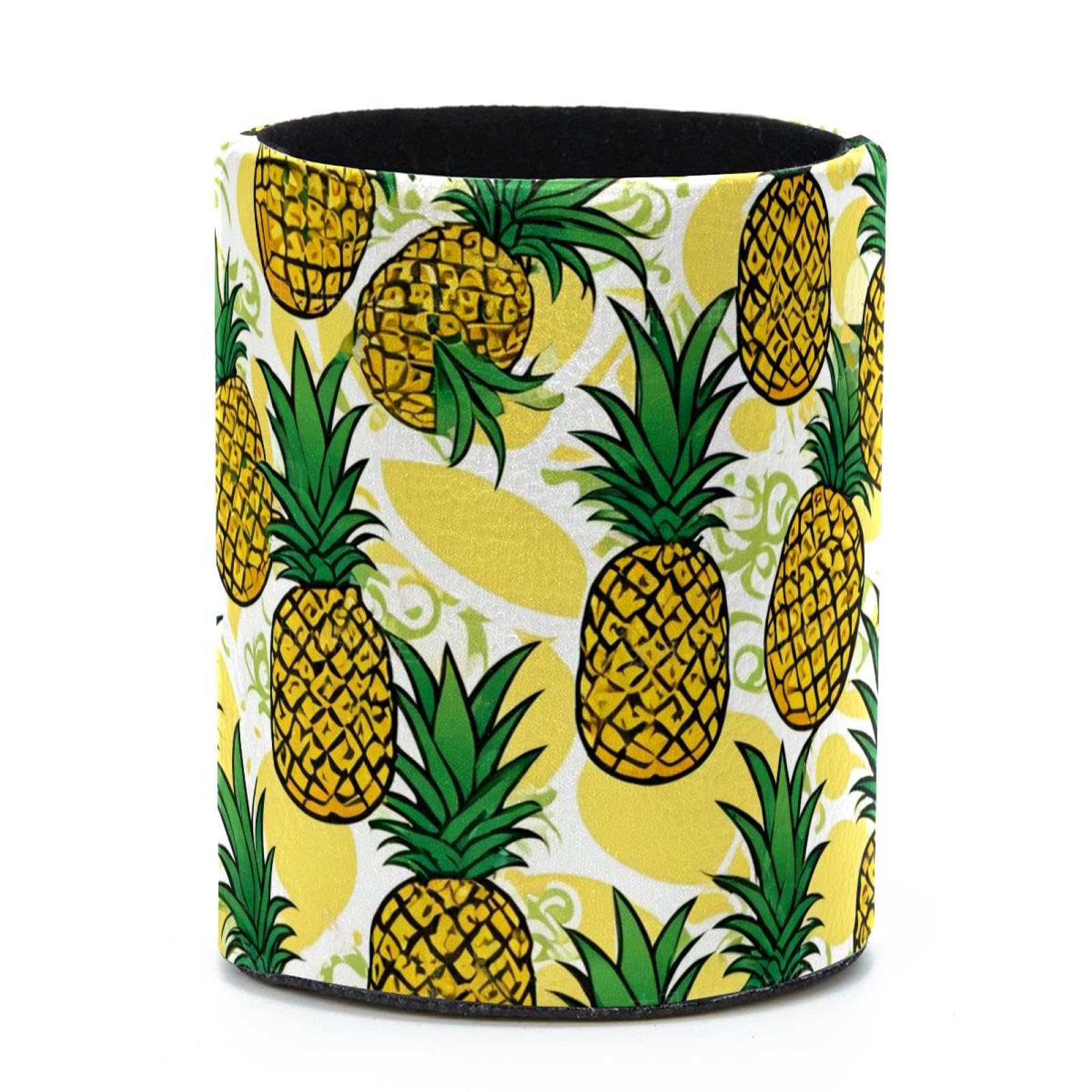 VAPOKF Round Pencil Holders for Desk, Art Pineapple Pen Holders Pen Pot Makeup Brushes Storage Desktop Stationery Supplies Organiser for Home Office