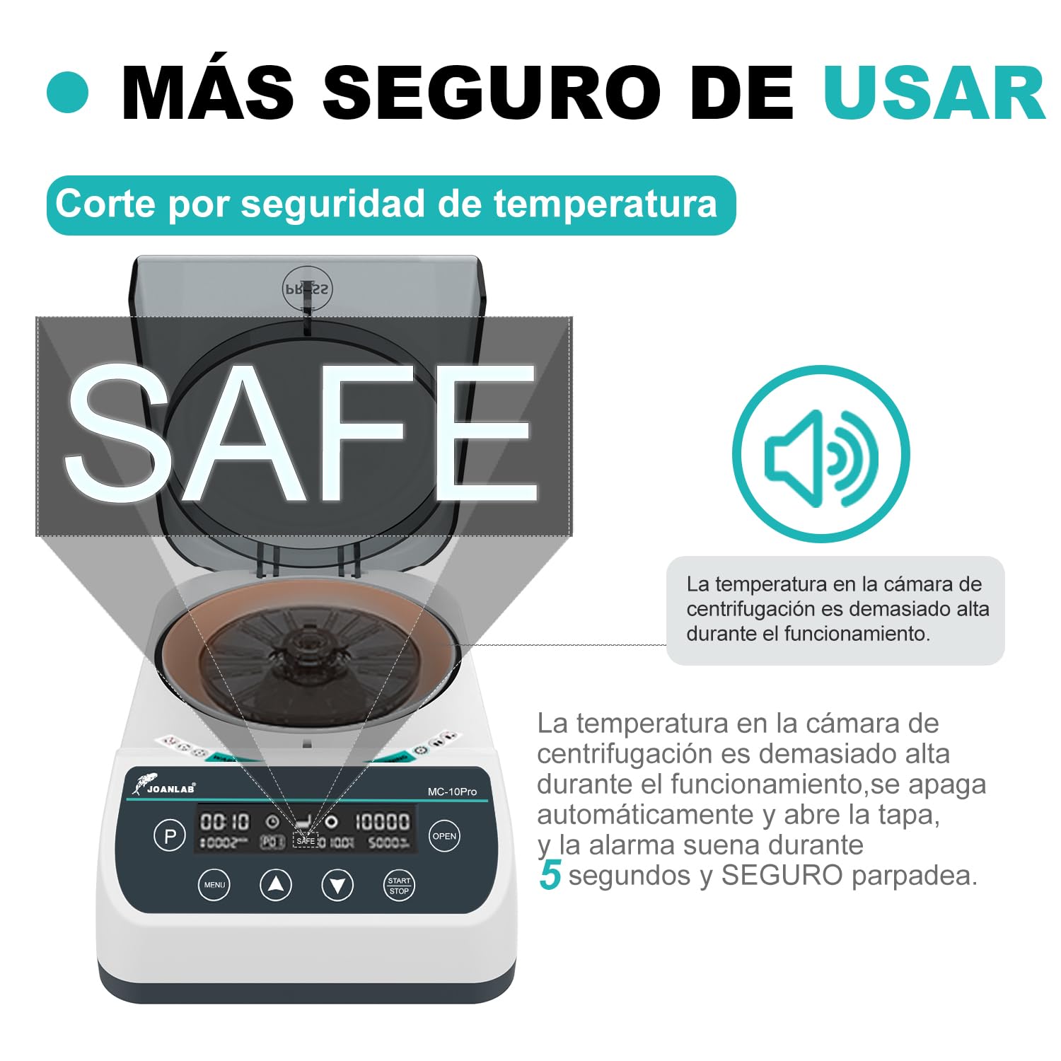 JOANLAB Microcentrífuga de Alta Velocidad 10000 RPM, Pantalla LCD - con Rotor Micro (40mm, Φ1.5mm) y Rotor para Tubos 0,2/0,5/1,5/2ml, para Laboratorio