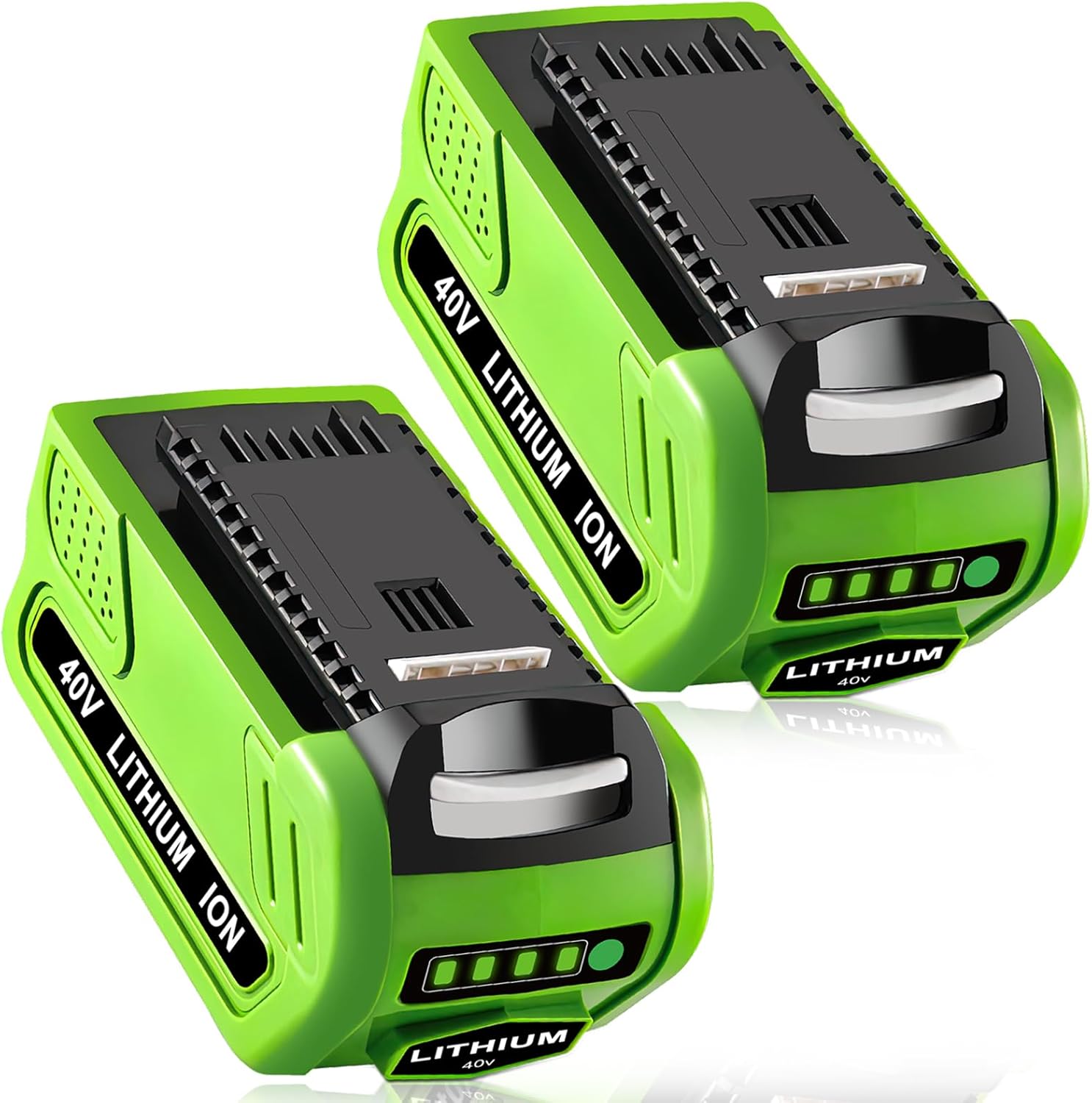 2 Packs 6.0Ah 29462 29472 Battery and 29482 Charger Replacement for Greenworks 40V Battery and Charger Combo Kit Compatible with Greenworks 40 Volt Cordless Power Tools(Green)