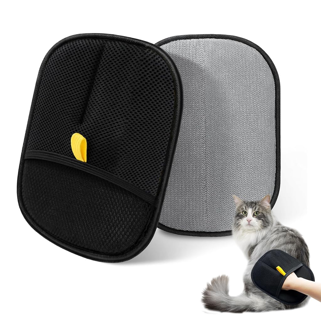 Qpets® Pet Hair Removal Gloves Static Pet Hair Catcher Pet Hair Removal Mitt, 9.85×8.46inches