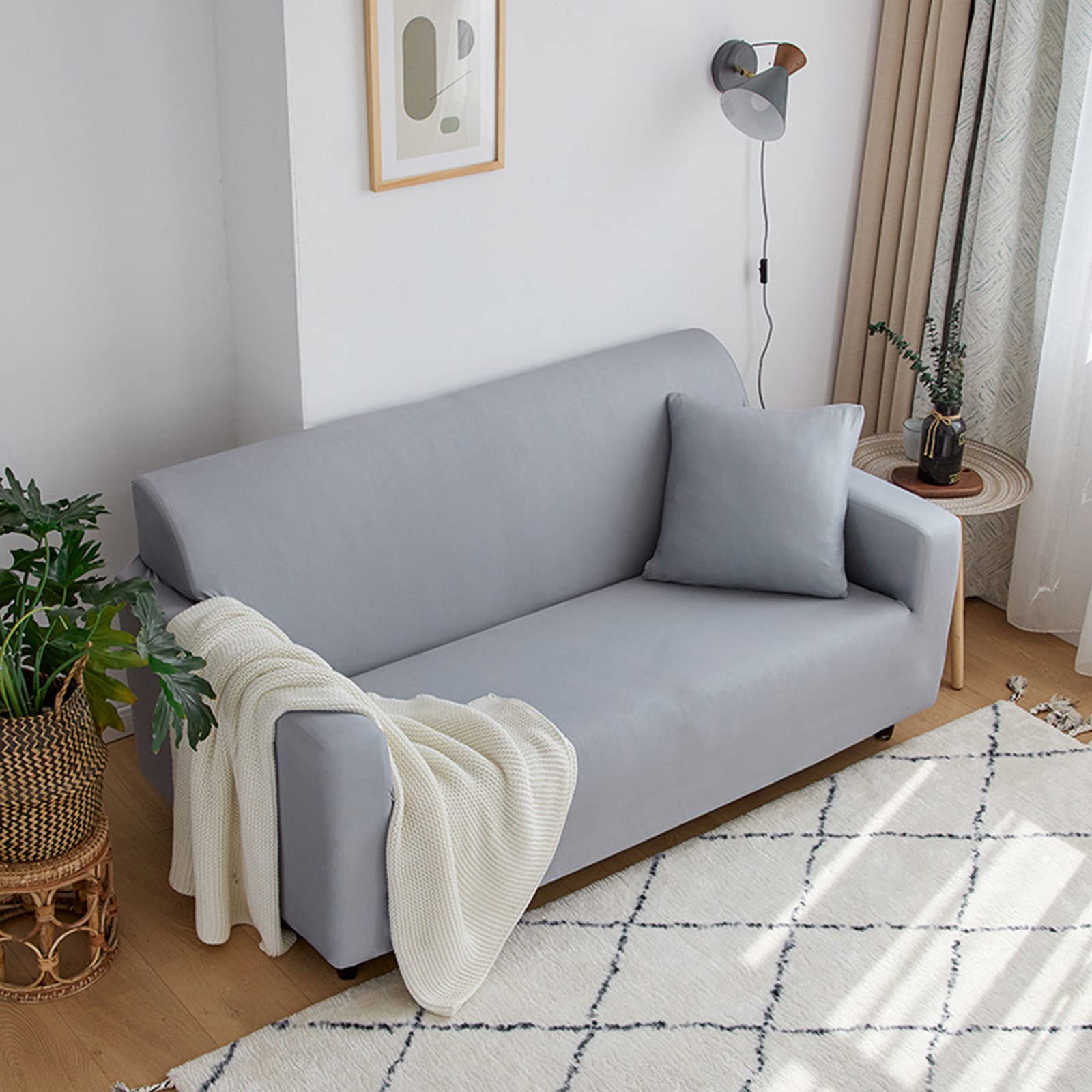 Housse de canapé extensible pour un salon moderne | Déco grise chaleureuse 3 places