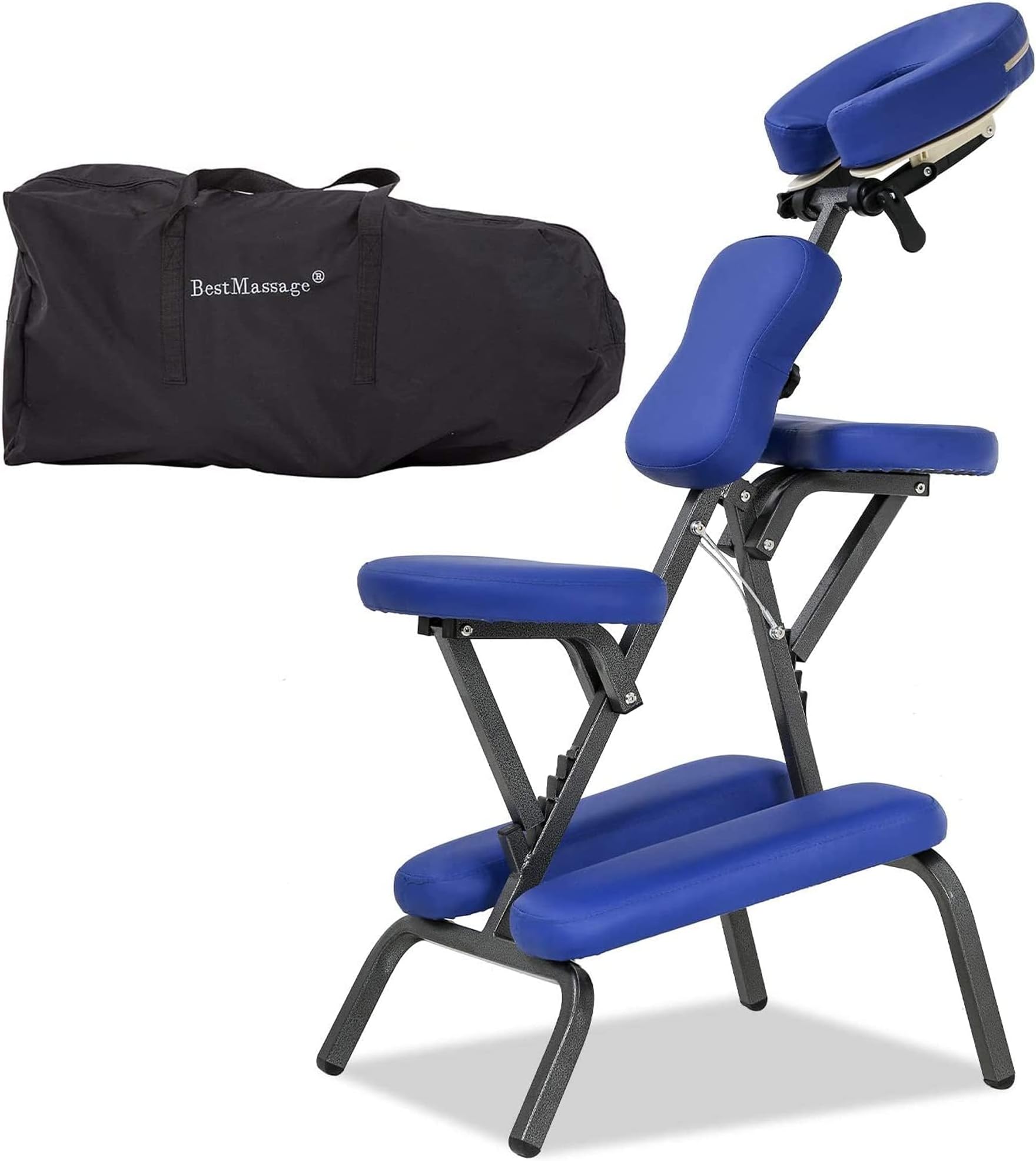 Portable Massage Chair for Tattoo and Spa Foldable Massage Therapy Chair with Adjustable Face Cradle High-Density Cushion Lightweight Design with Carrying Bag Ideal for Salon Use (Blue)