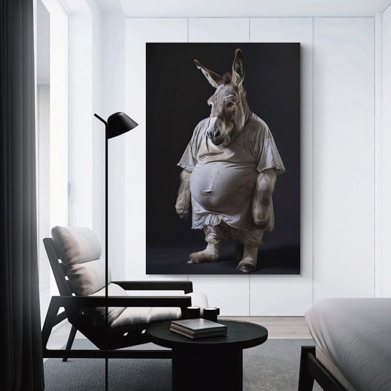 Junmoney Donkey Fat Hanging Wall Art, 20x30inch(50x75cm), for Bedroom, Guest Room Or Reading Nook, Home Artwork with A Soft Interior Feel