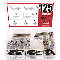 Vista 1 de Hilitchi 125 Pcs 3 in 1 Cam Fitting with Dowel and Pre-Inserted Nut with Zinc Plated Hex Drive Socket Cap Furniture Barrel Nuts Crib Screws