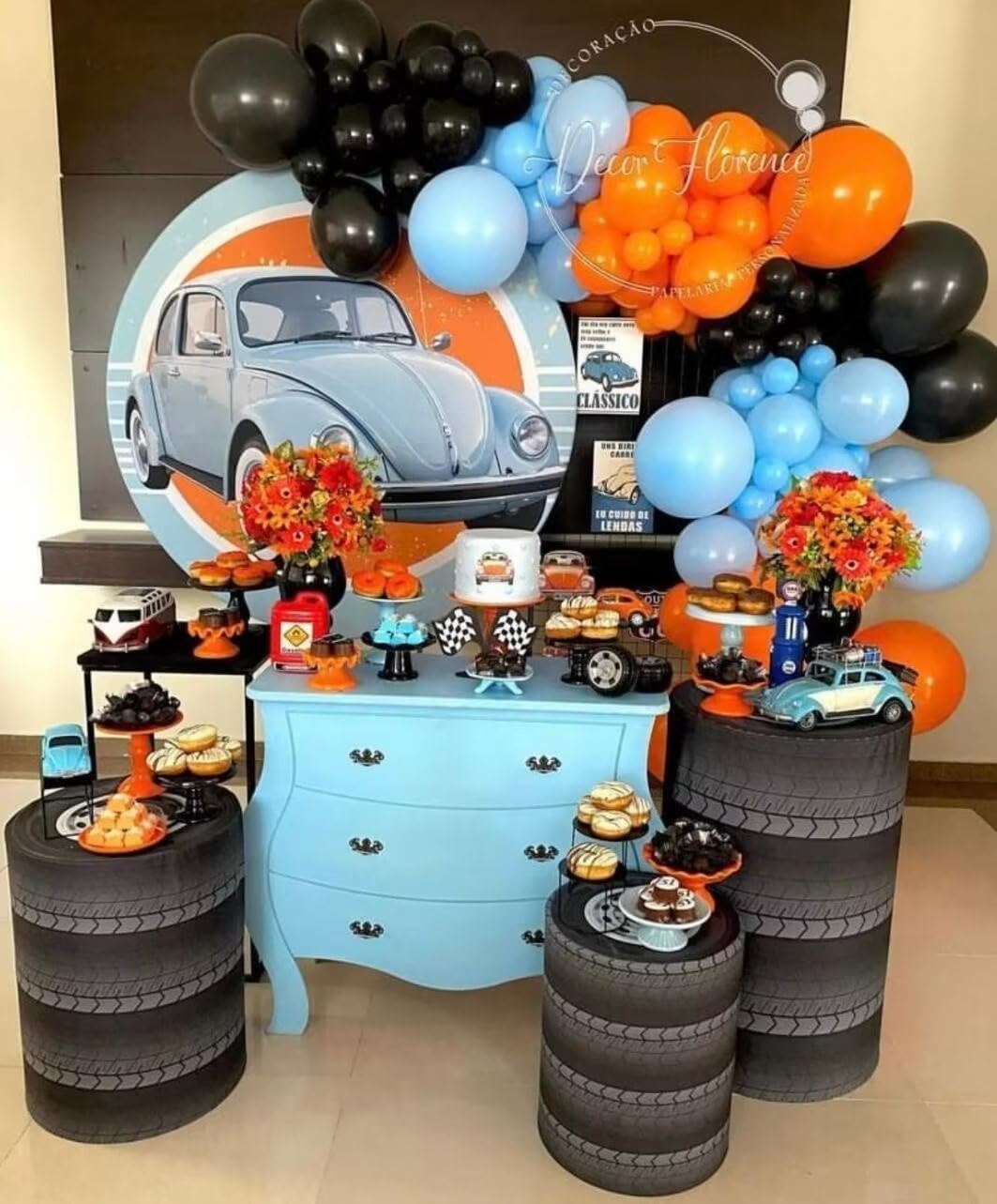 Tyre Cylindrical Cylinder Plinth Covers for Racing Parties Decorations Stretchy Pedestal Fabric Cover Baby Shower Kids Birthday Party Props Dia16''H36''