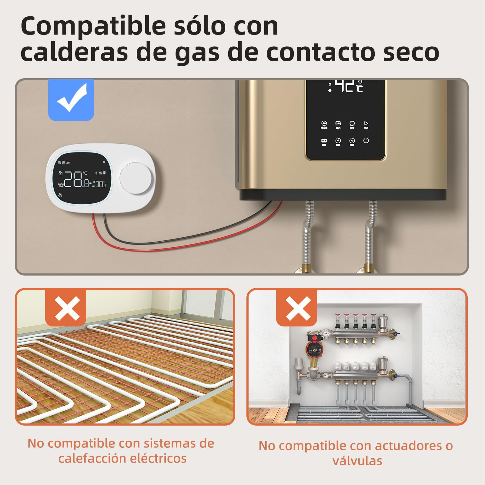 MIUCDA Termostato inteligente para calefacción y enfriamiento, termostato de pared, funciona con pilas, para montaje en superficie, termostato de calefacción WiFi para calderas de gas con error de voz