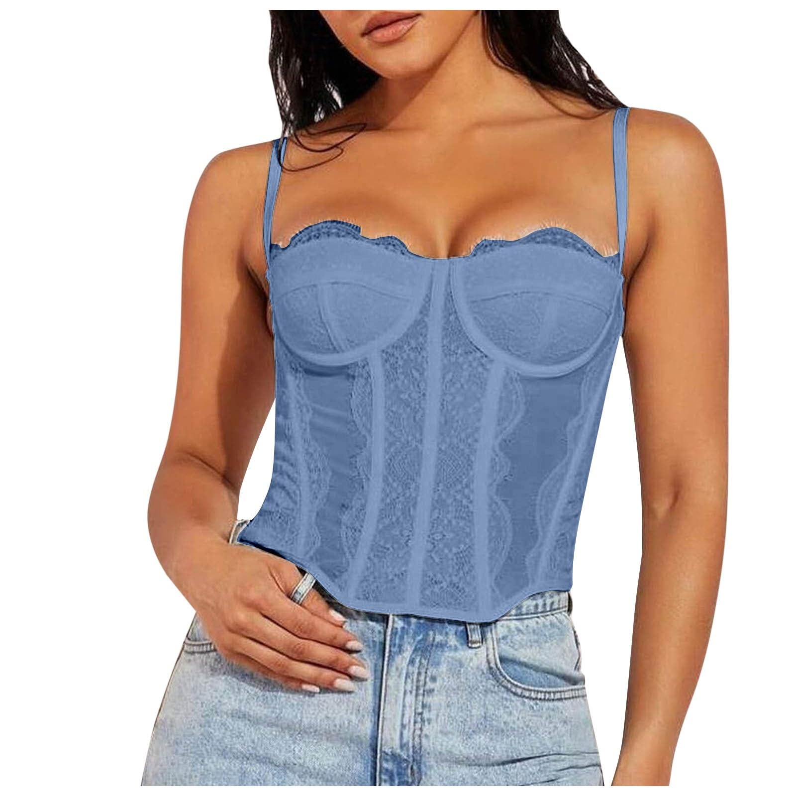 Corsetto modellante da donna, in pizzo, con fibbia, spalline sottili, corsetto sexy, per feste e serate in maschera