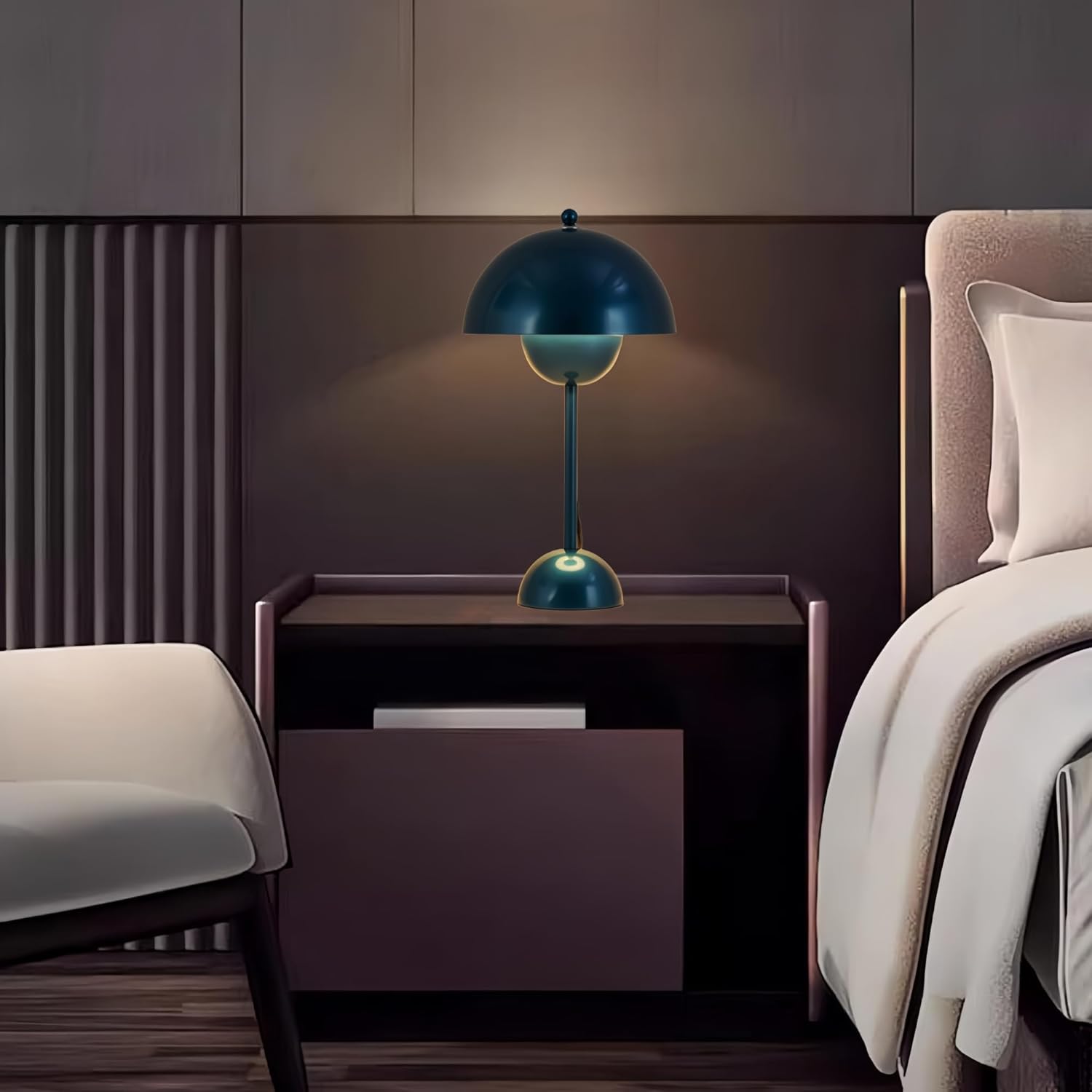 COSYLUX Modern Small Table Lamp for Bedroom, Cute Dome Shade Reflecting Light Reading Lamp for Living Room, Kid's Room, Study, Office, Beside Bedside Nightstand Desk Lamp(Pearl Blue)