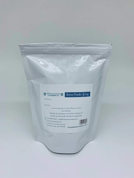 Cheese and Yogurt Making | Vegetarian Rennet Powder 500g | Cheese Making | GMO Free | Granular Rennet Extract | Microbial Fermentation | Halal Certified | All Cheese Types | Long Shelf Life