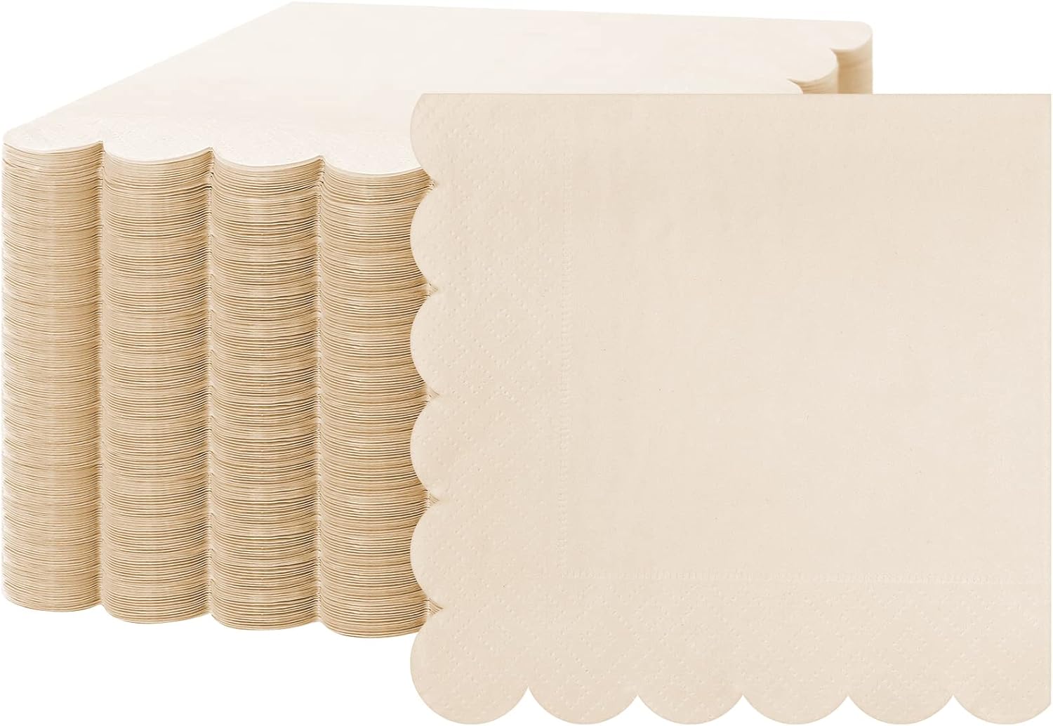 100 Pcs Scalloped Sage Cocktail Napkins Thick Paper Napkins