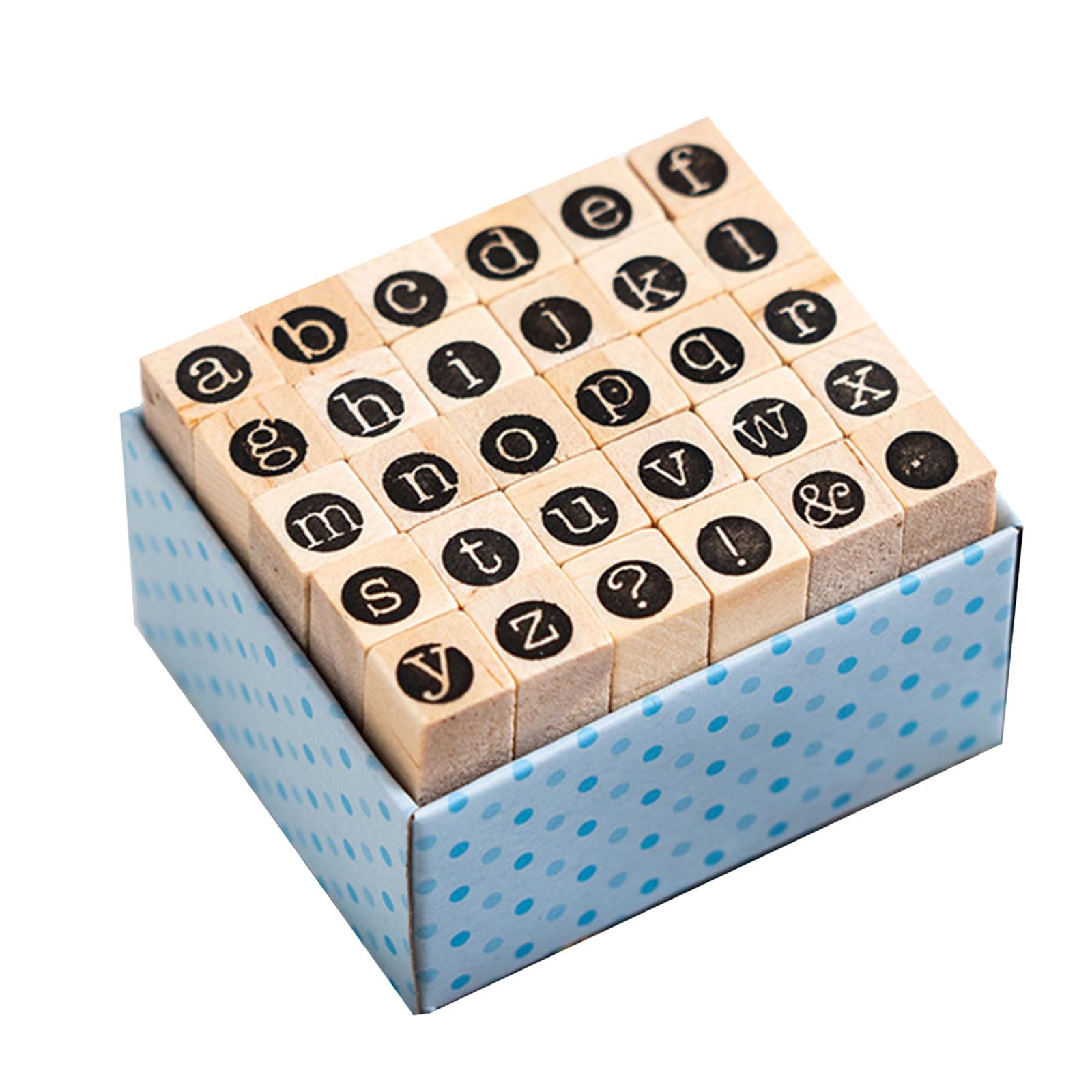 Tsophreniq 30Pcs Vintage Scrapbooking Stamp Wood Craft Stamp Letter Stamper for Card Making Scrapbooking Journal Planner Hollow Outline Letter