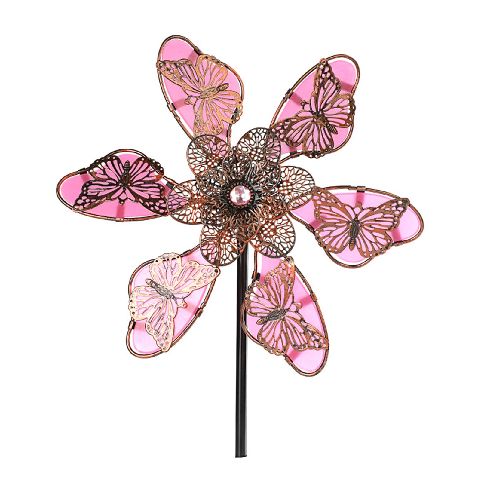 Weatherproof Metal Windmill Spinner Carving Patio Lawn Garden Outdoor Space Rotating Art Decor Night Luminous Outdoor Windmill Decoration