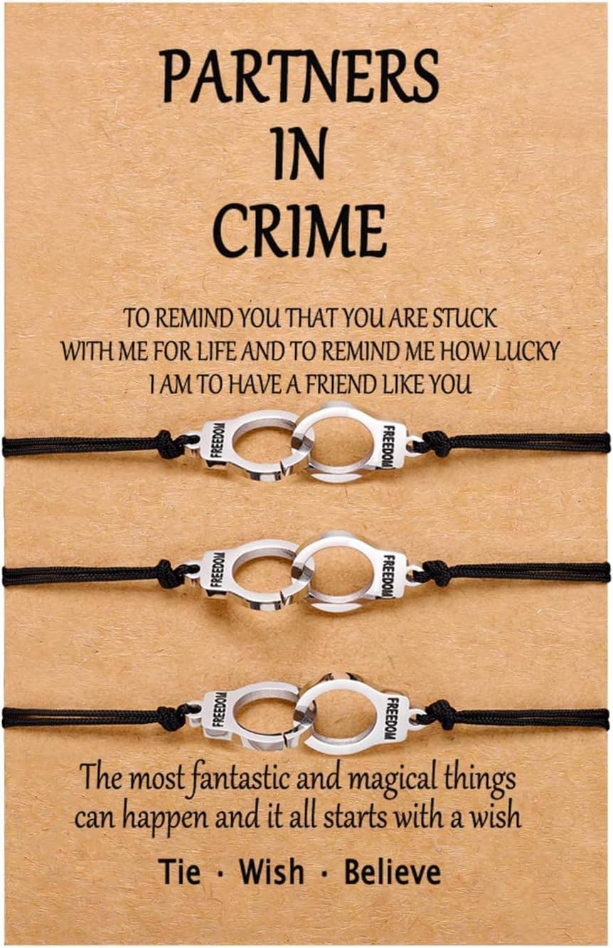 Sponsored Ad – Partners in Crime Couples Bracelets, Handcuff Matching Friendship Bracelet for Girls Boys Women Men Best Friend Jewellery