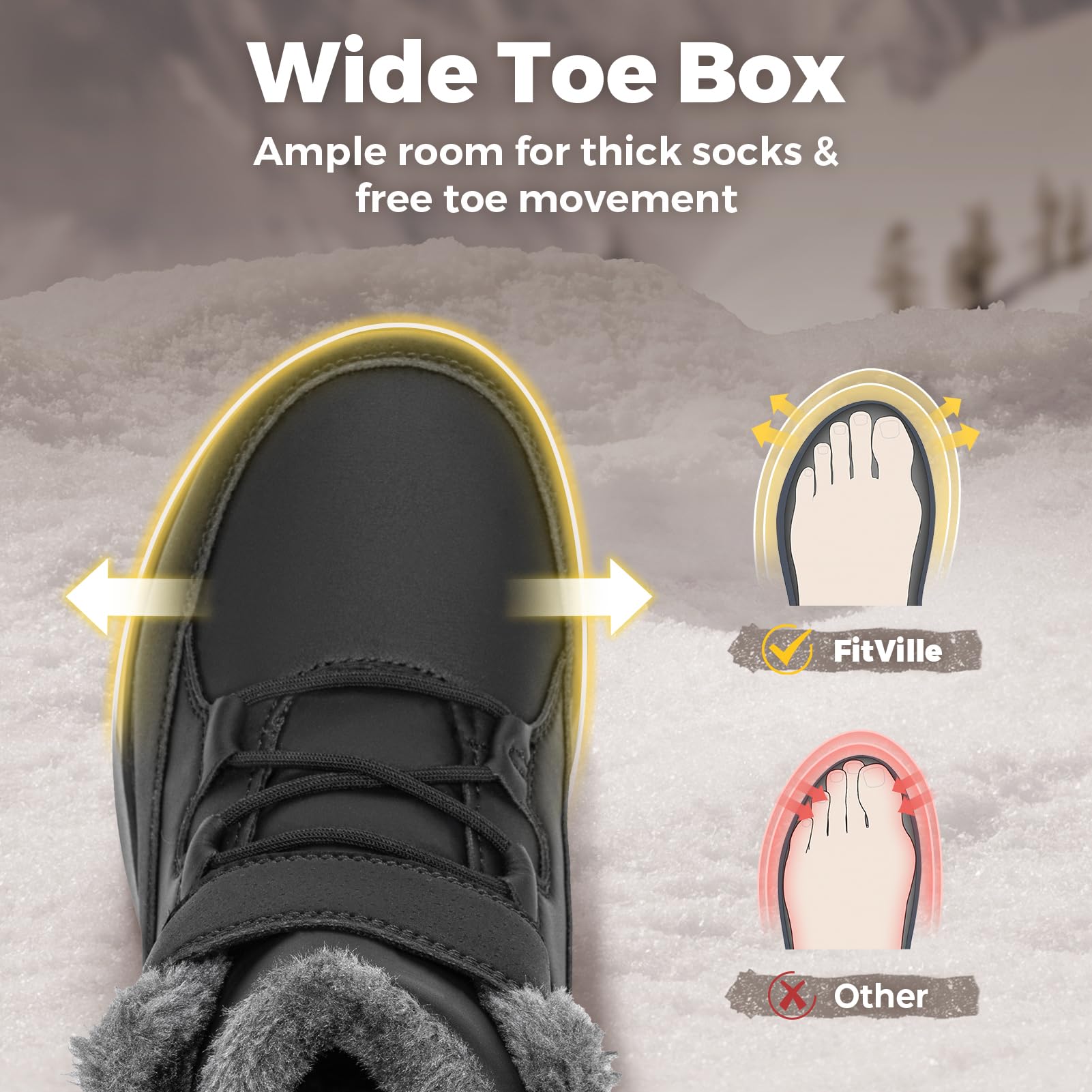 FitVille Botas de Invierno para Mujer Extra Anchas Zapatos de Nieve con Forro cálido Impermeables Botas con caña Corta Antideslizantes para Exteriores