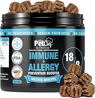 Pet Chef Allergy & Itch Relief Chews for Dogs Supports Itchy Skin, Hot Spots, Immune Defense & Seasonal Allergy Comfort Probiotic Formula 140ct, Made in USA